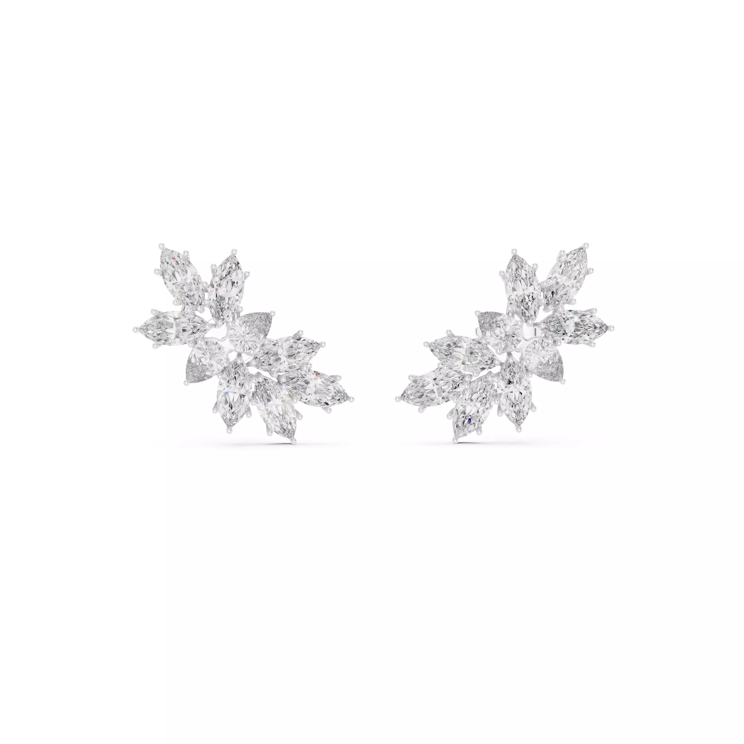 Marquise Cut Diamond Cluster Earring 3DM STL Video 3D print model_2