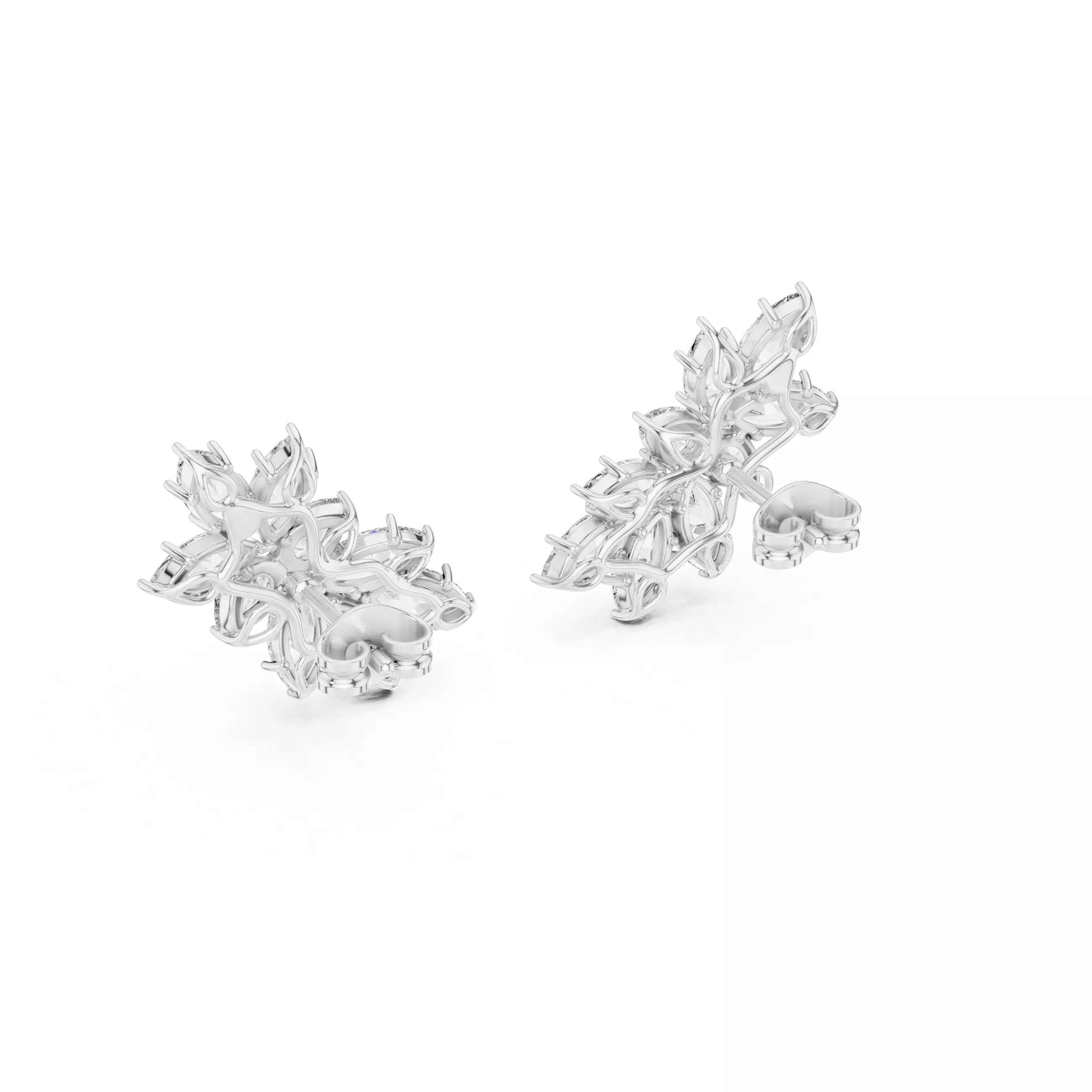 Marquise Cut Diamond Cluster Earring 3DM STL Video 3D print model_11