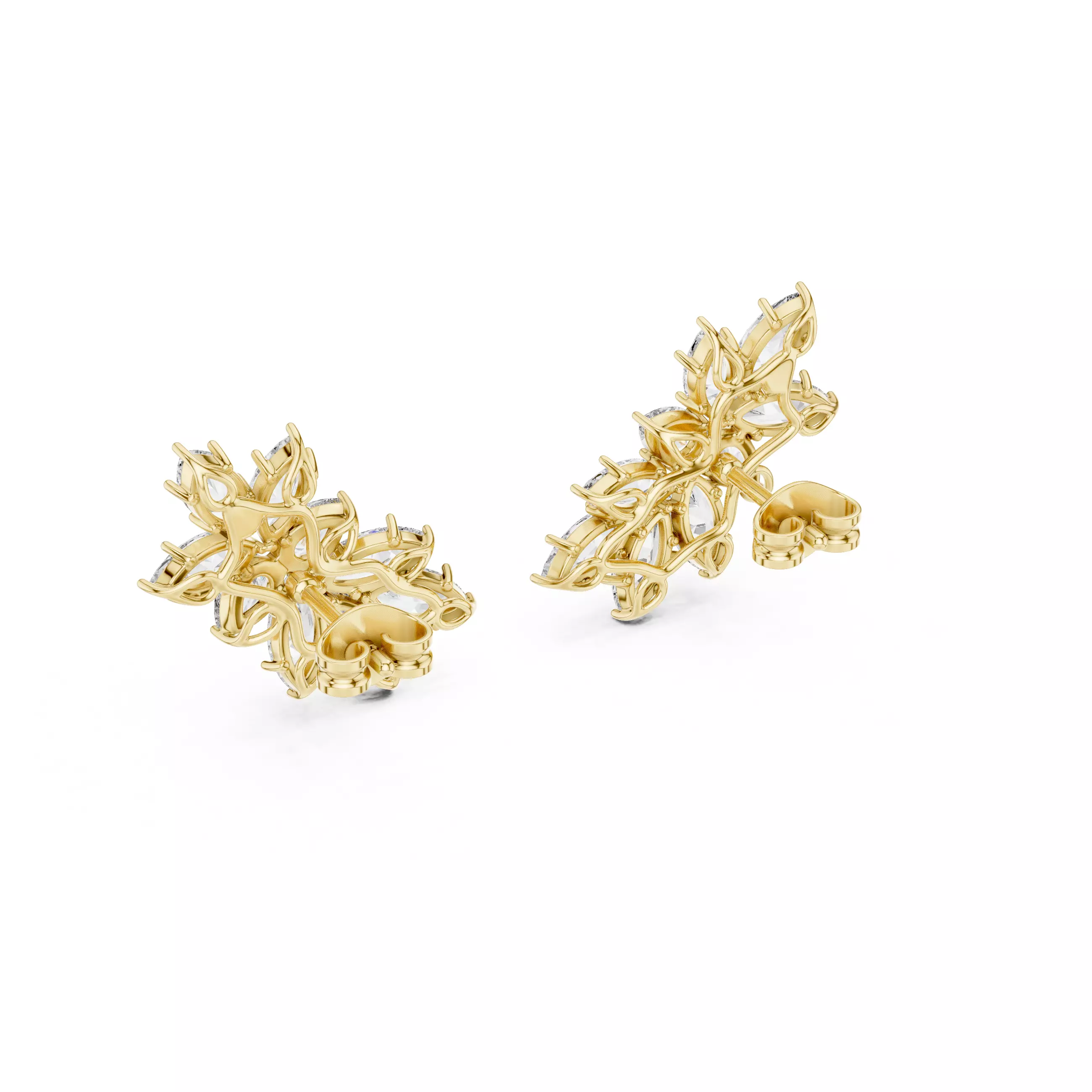 Marquise Cut Diamond Cluster Earring 3DM STL Video 3D print model_8