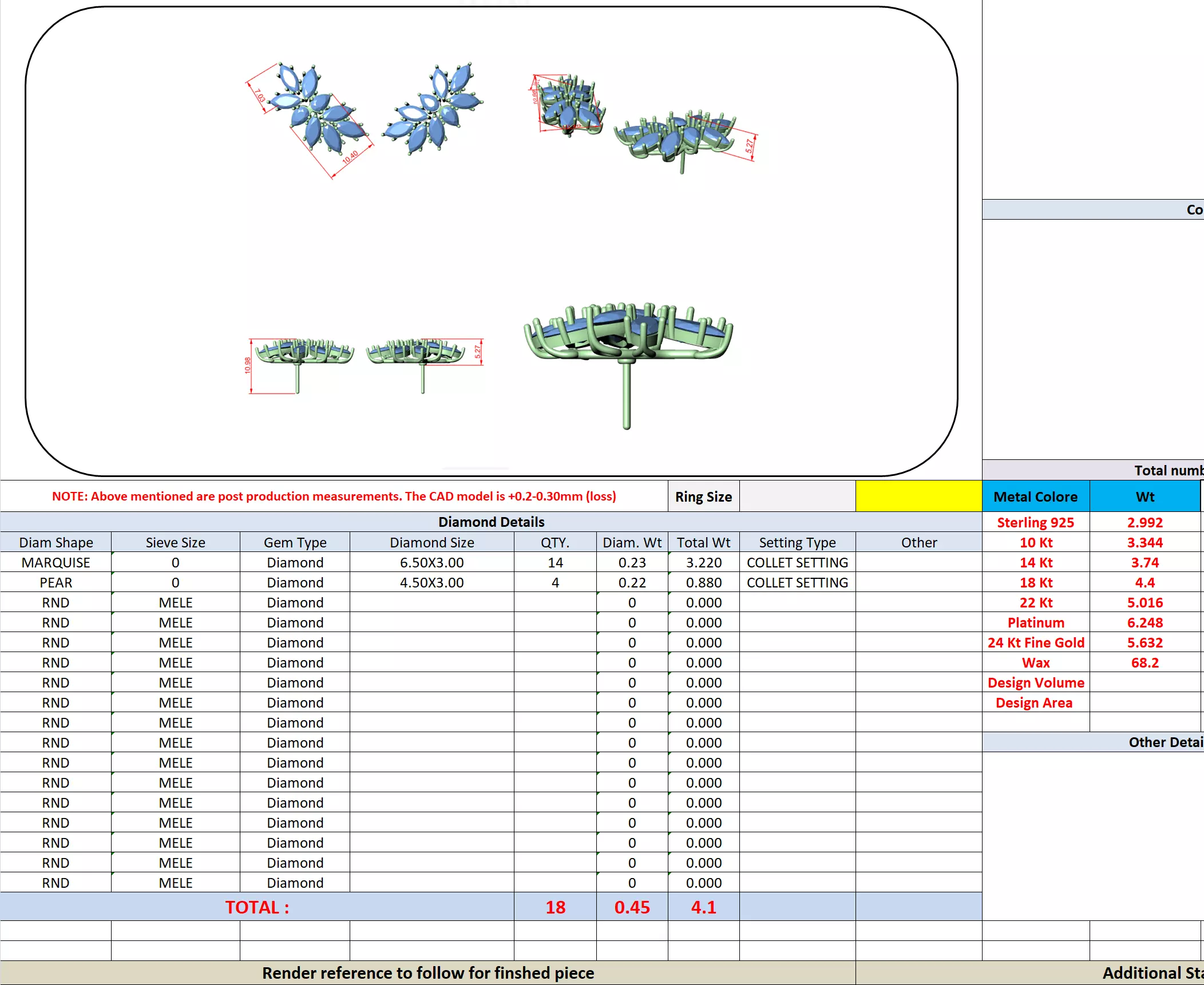 Marquise Cut Diamond Cluster Earring 3DM STL Video 3D print model_13