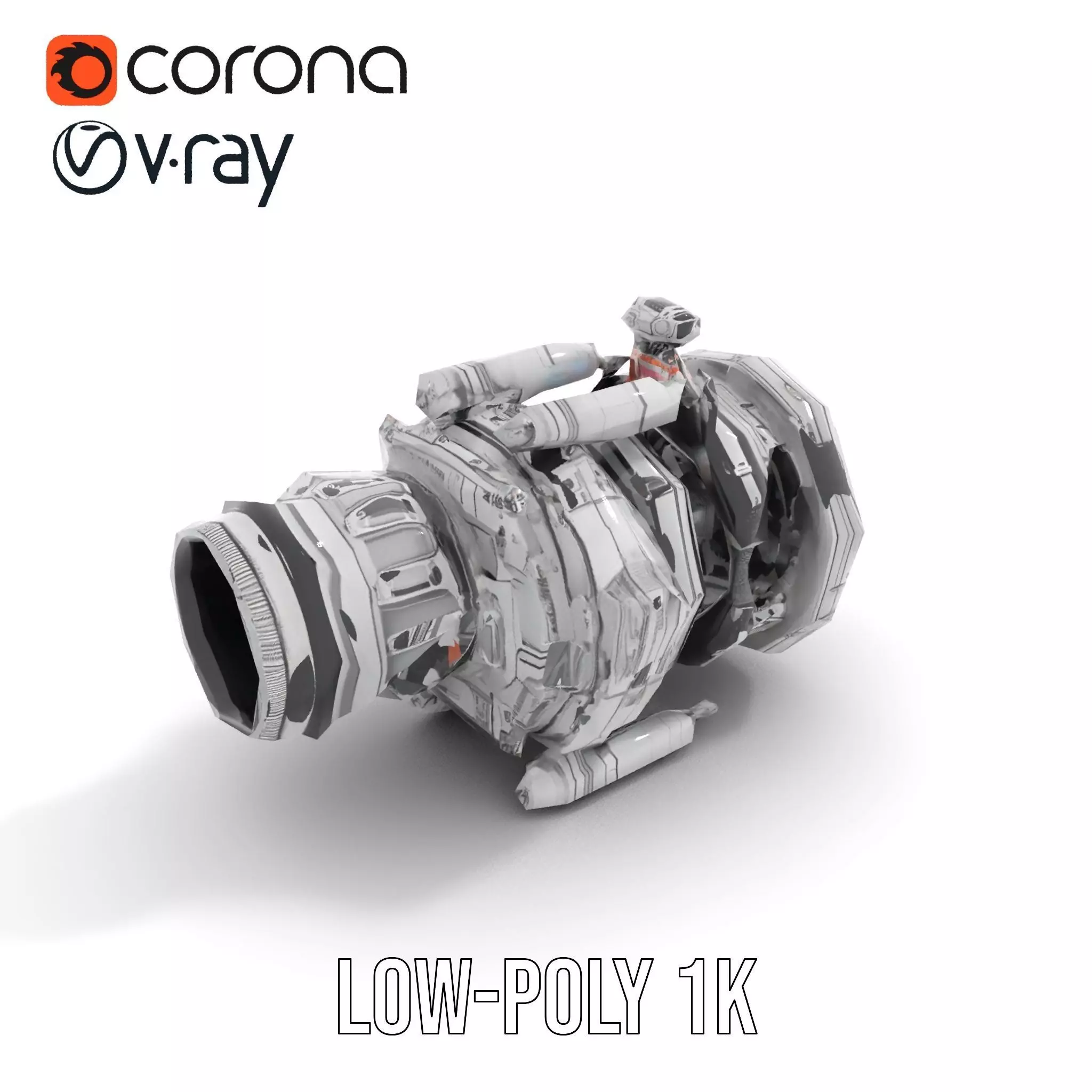 Futuristic Engine Model Pack Low-poly 3D model_8