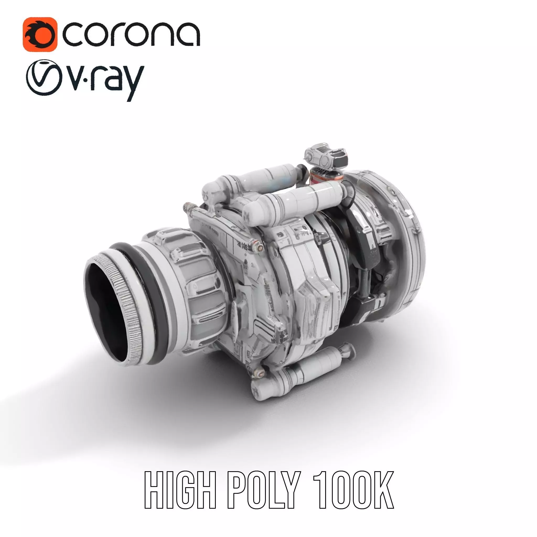 Futuristic Engine Model Pack Low-poly 3D model_27