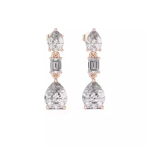 Emerald Pear Cut Diamond Earring 3DM STL Video 3D print model