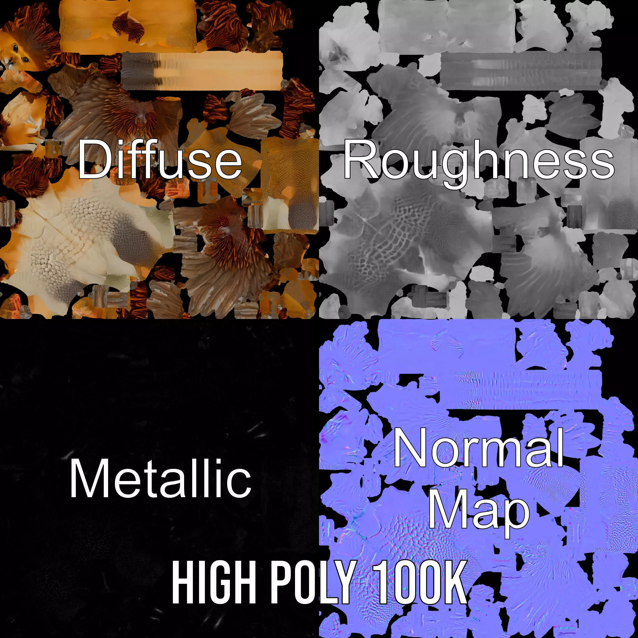 Winged Lion Hybrid Creature Model Pack Low-poly 3D model_4