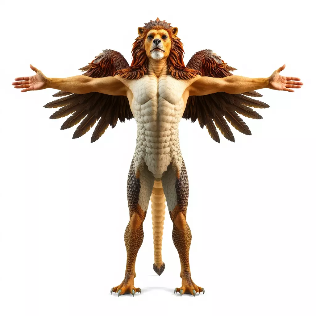 Winged Lion Hybrid Creature Model Pack Low-poly 3D model_3