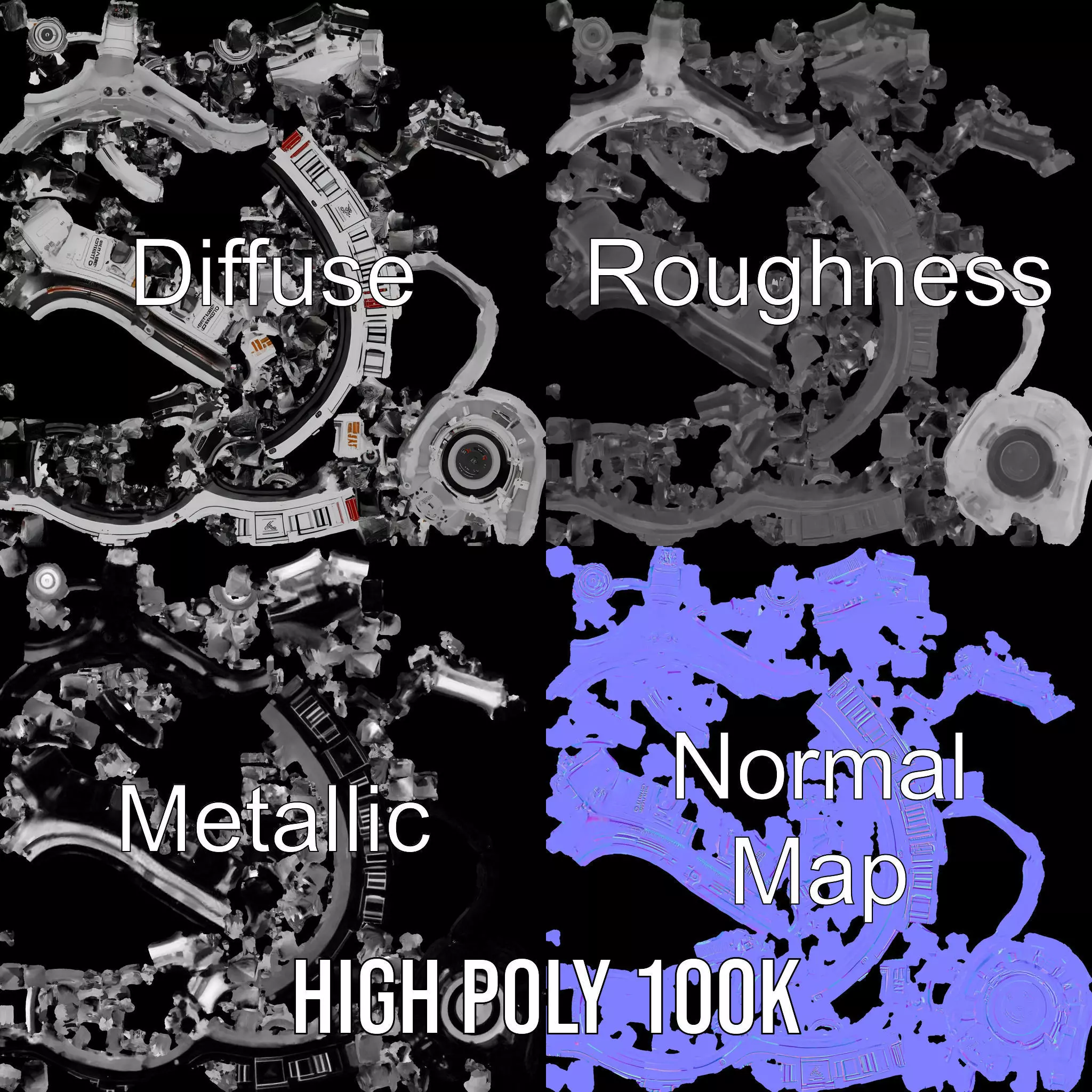 Futuristic Jet Engine model pack Low-poly 3D model_4