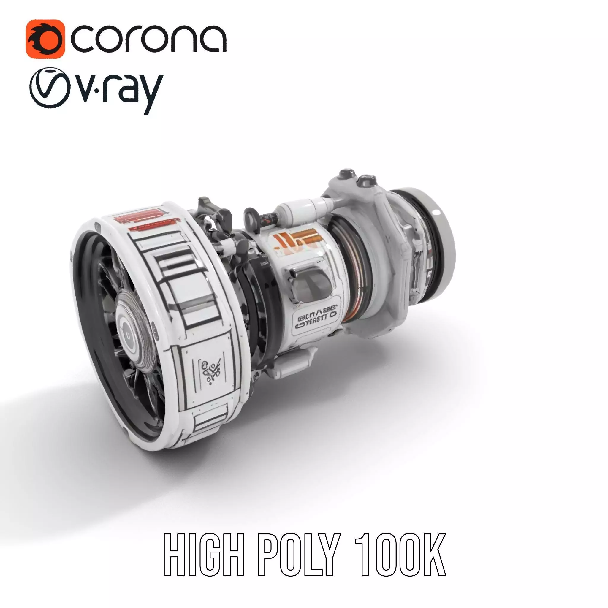 Futuristic Jet Engine model pack Low-poly 3D model_10