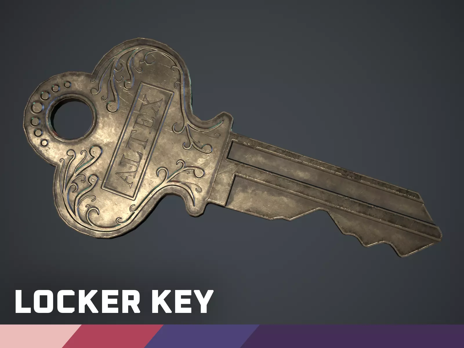 Locker Key Low-poly 3D model_0