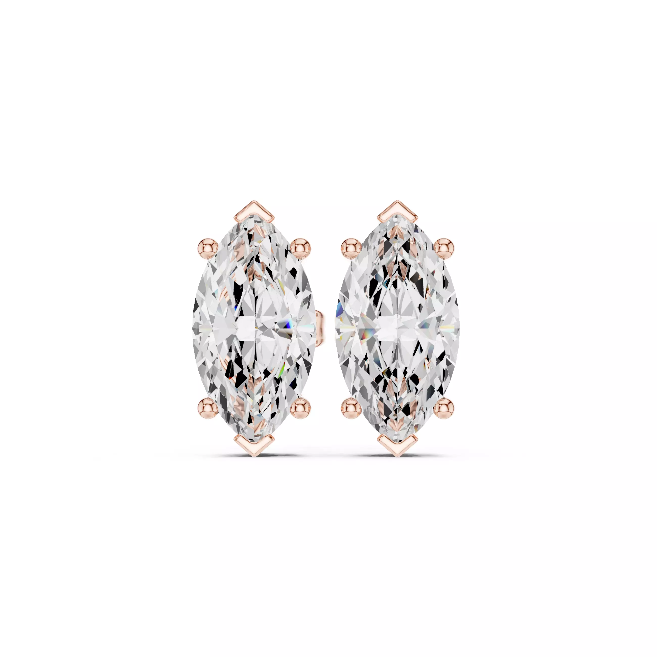 Solitaire Marquise Cut Diamond Stud Earring 3DM STL Video 3D print model