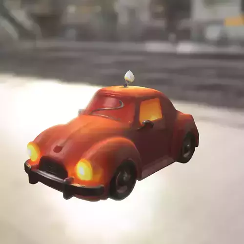 Cartoon Vintage Car with Candle