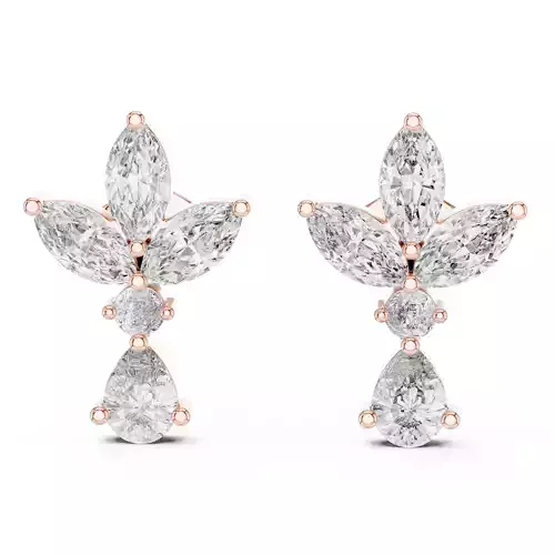 Diamond Drops Earrings 3dm stl renders animation videos details 3D print model