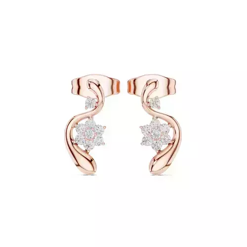 Round Cut Diamond Curved Earring 3DM STL Video