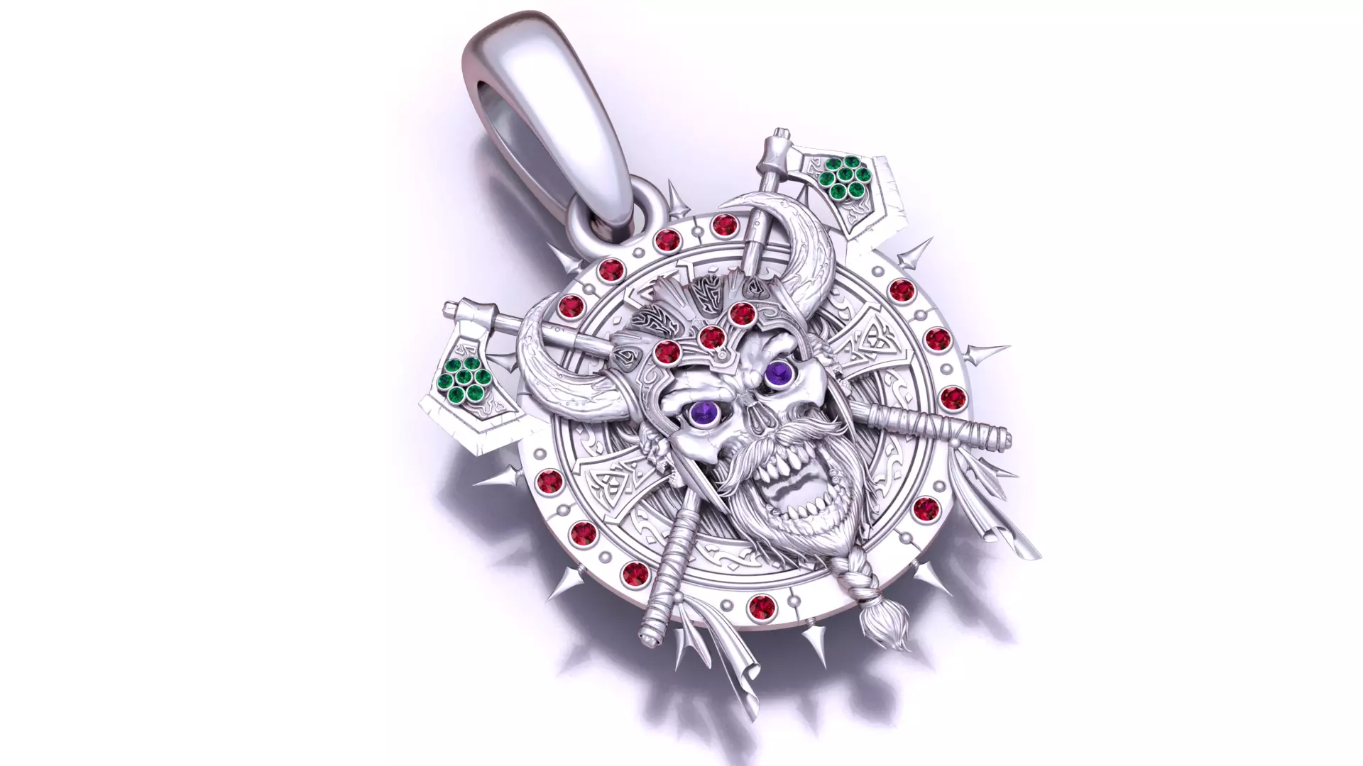 SKULLROUND  FACE PENDANT 3D print model_3