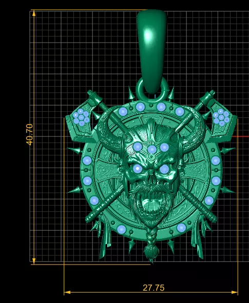 SKULLROUND  FACE PENDANT 3D print model_4