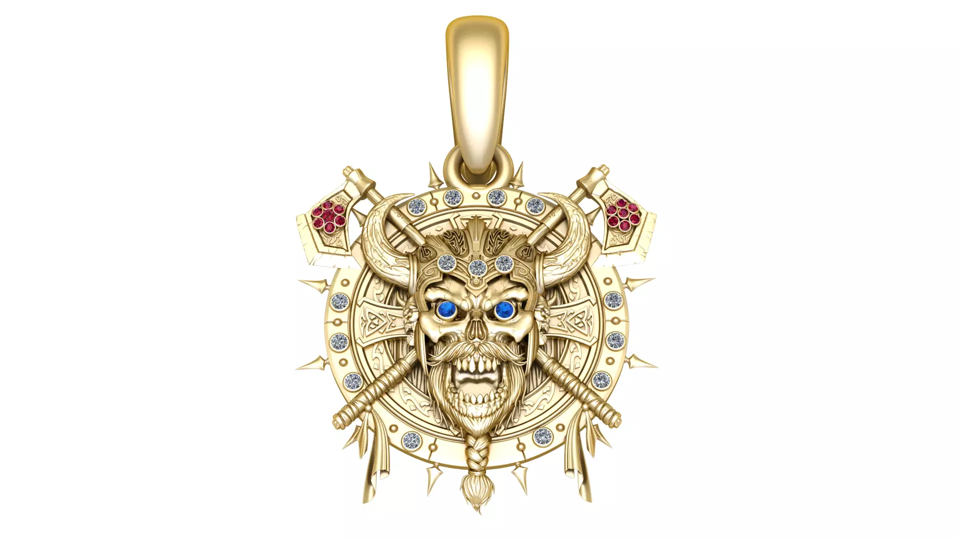 SKULLROUND  FACE PENDANT 3D print model_2