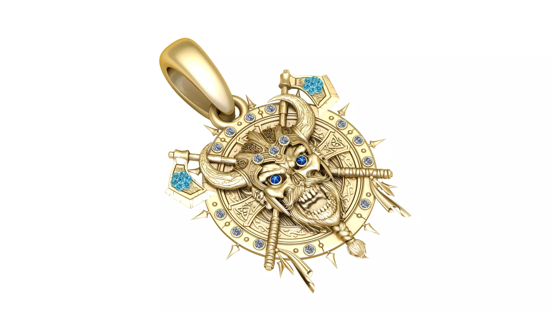 SKULLROUND  FACE PENDANT 3D print model_0