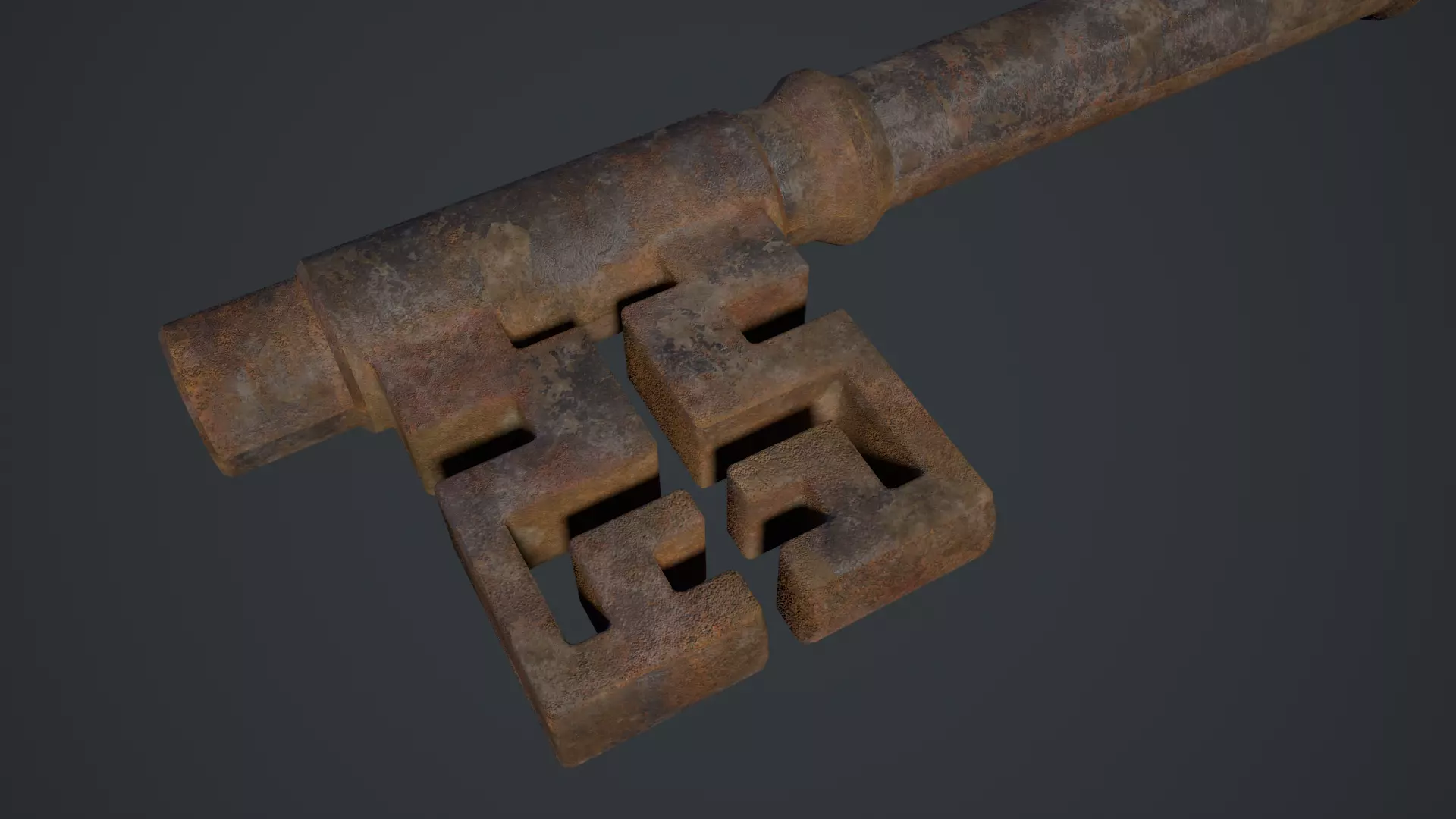 Ornamental Rusted Key Low-poly 3D model_7