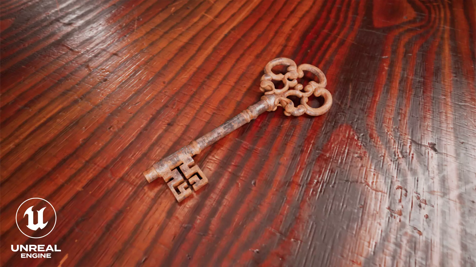 Ornamental Rusted Key Low-poly 3D model_2