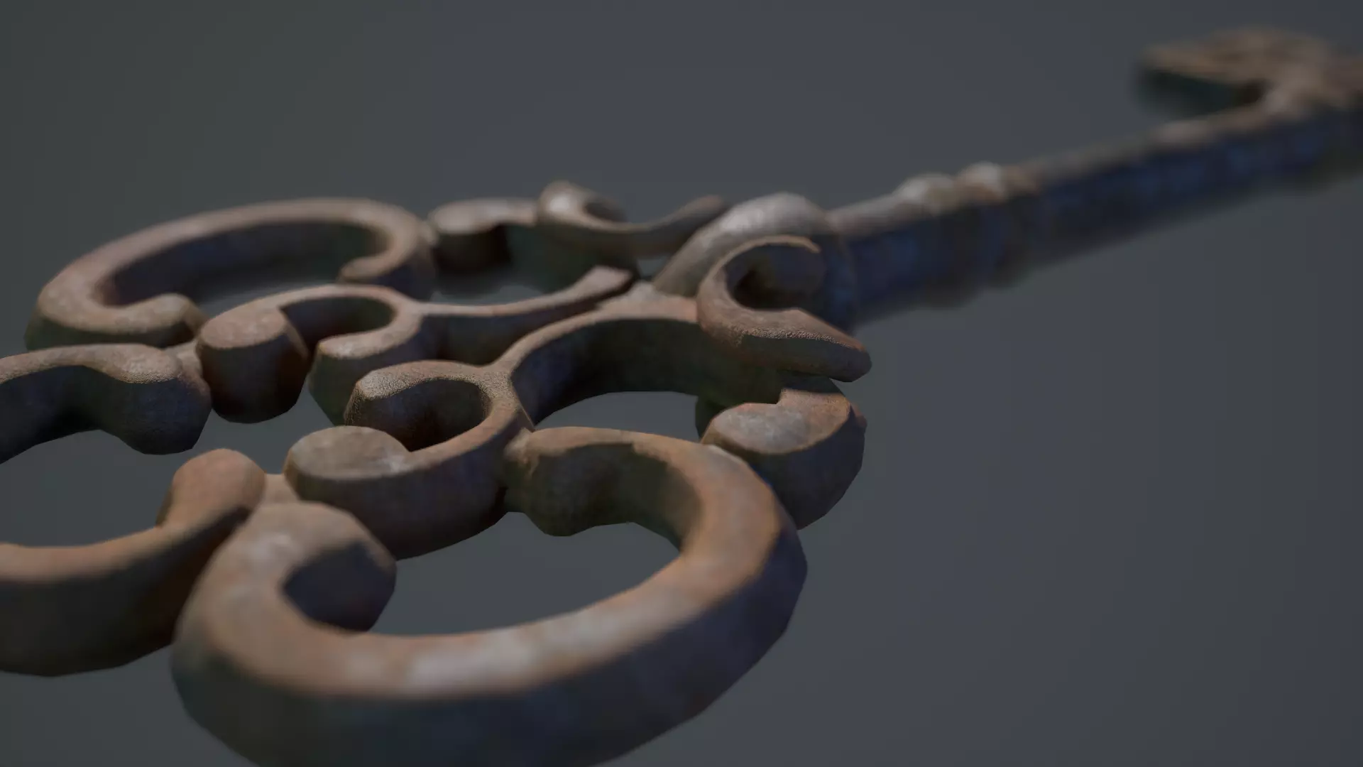 Ornamental Rusted Key Low-poly 3D model_10