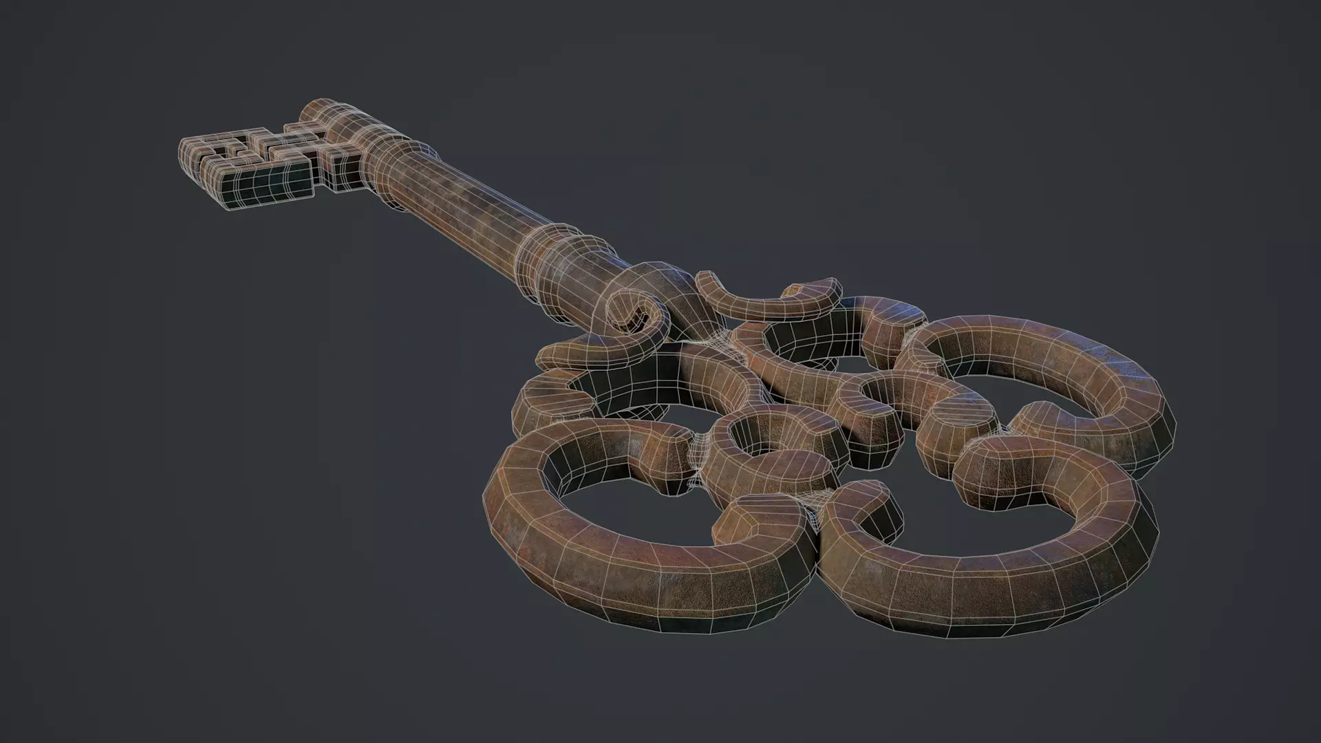 Ornamental Rusted Key Low-poly 3D model_13