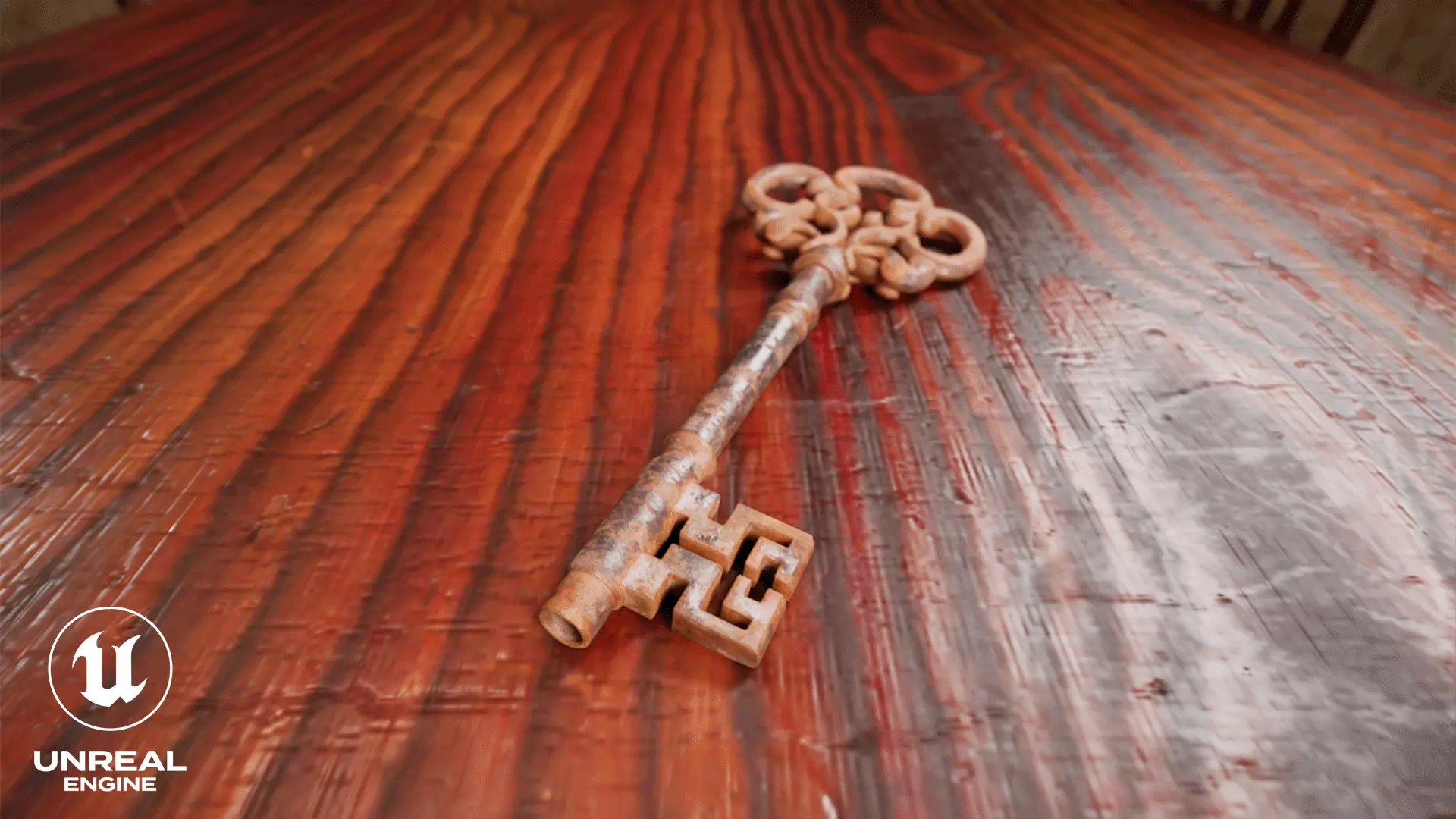 Ornamental Rusted Key Low-poly 3D model_3