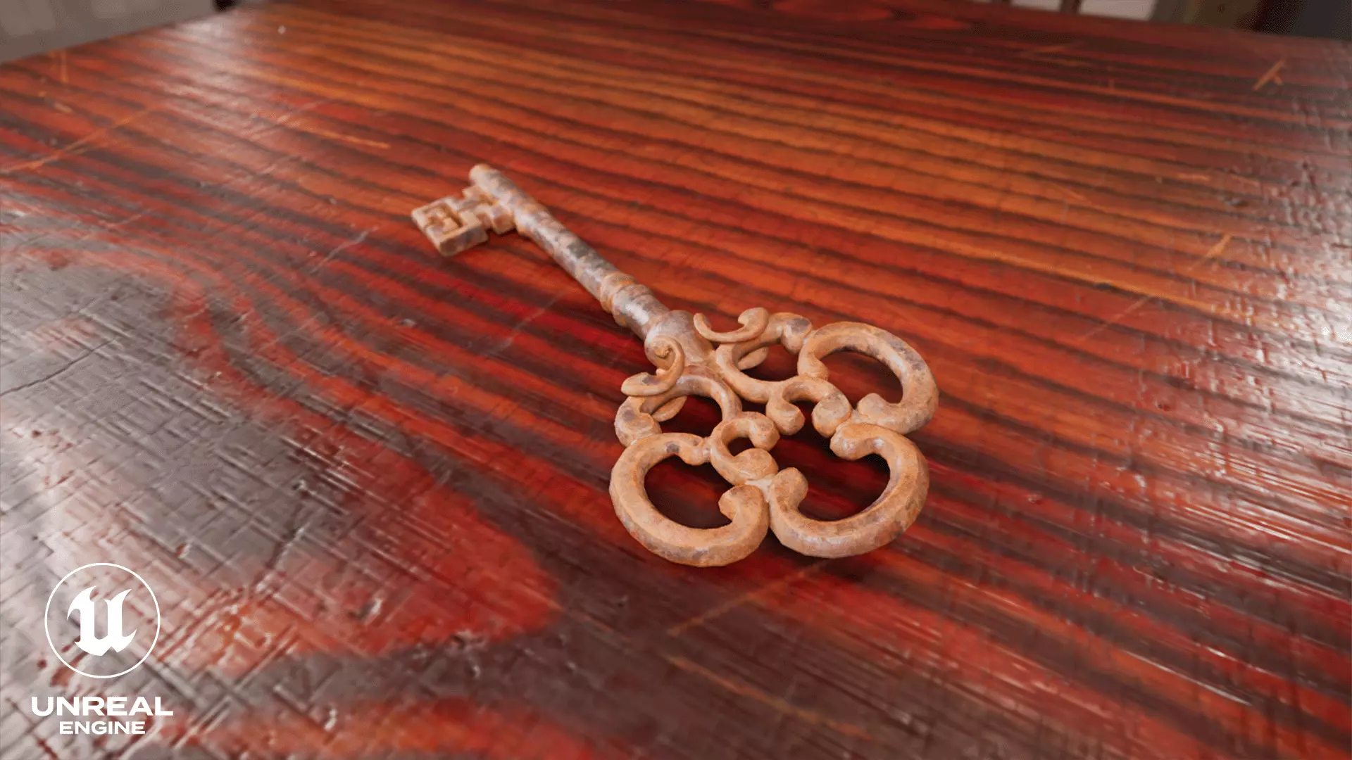 Ornamental Rusted Key Low-poly 3D model_4