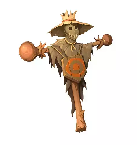 Scarecrow Guardian Stylized Fantasy Creature Low-poly 3D model