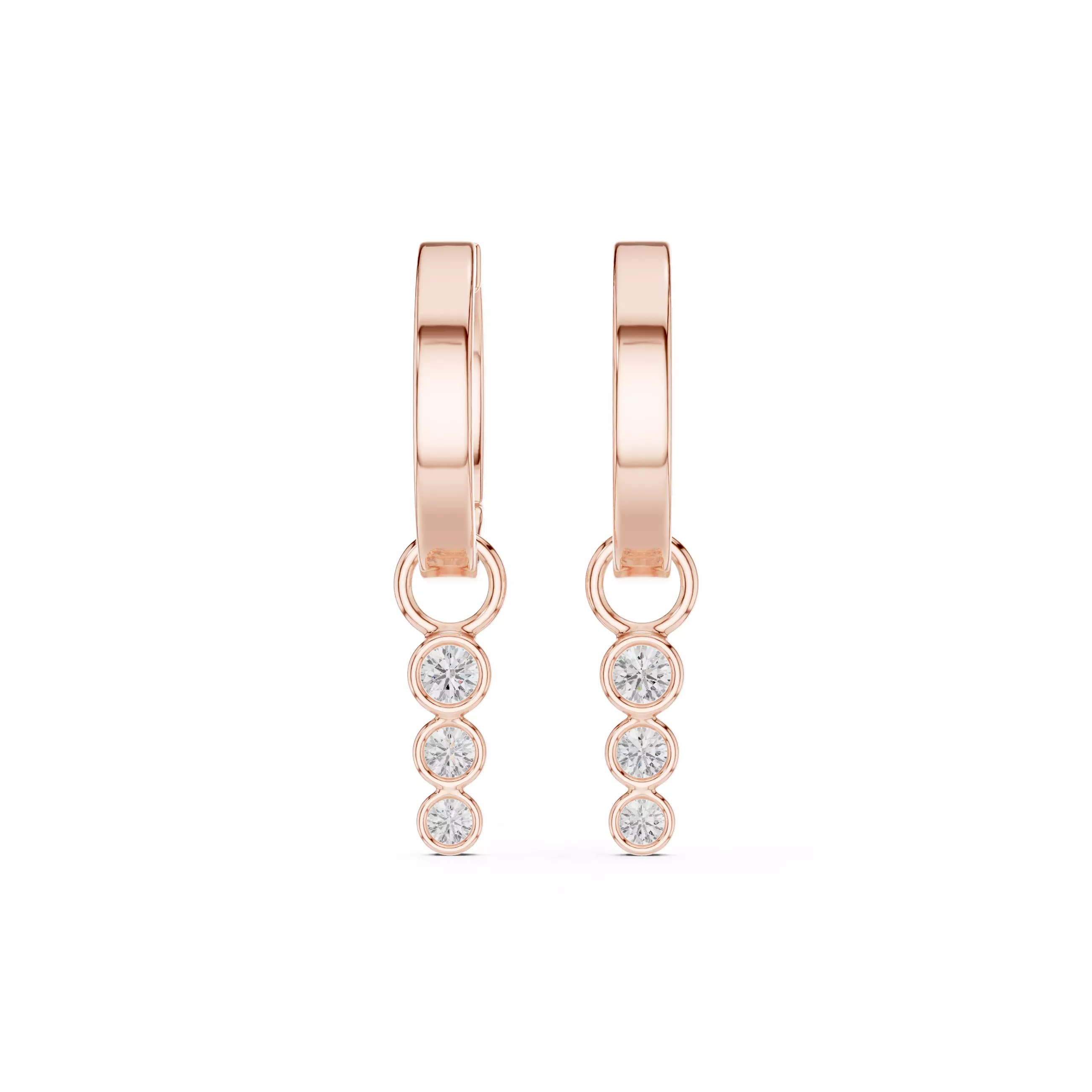 Round Cut Bezel Set Diamond Stud Earring 3DM STL Video 3D print model