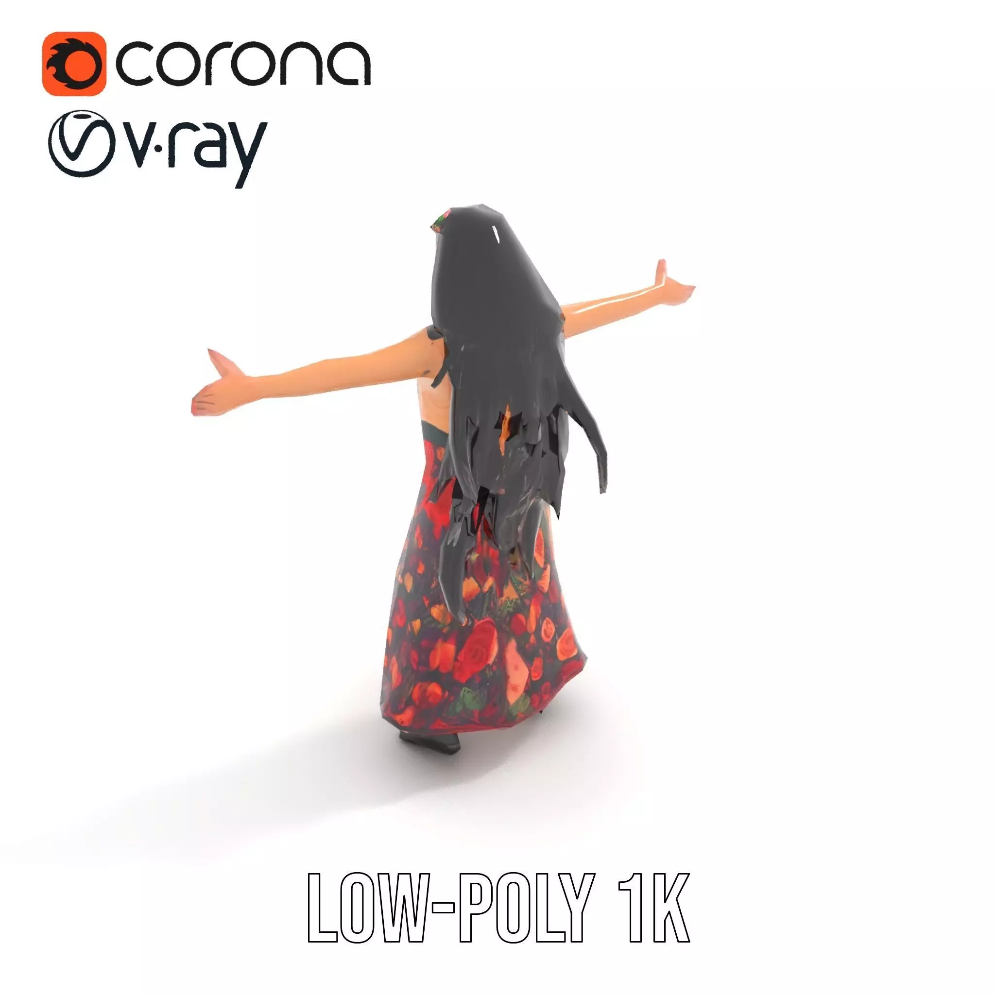 Colorful Fashion Model Pack with Floral Accessories Low-poly 3D model_17