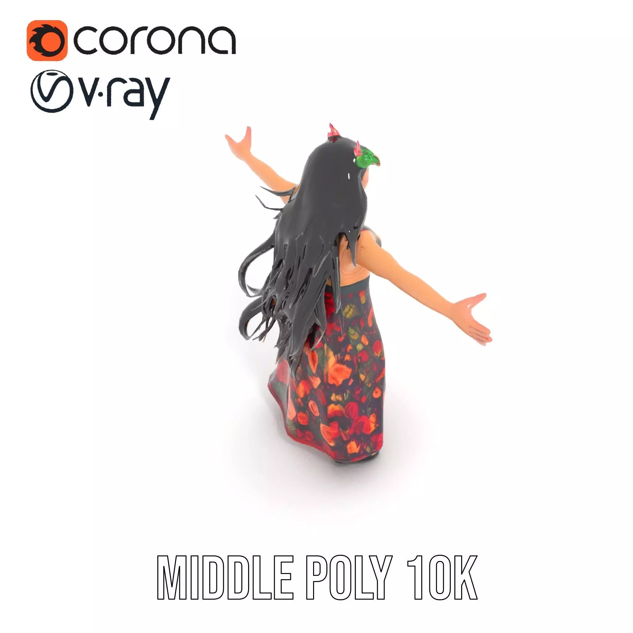 Colorful Fashion Model Pack with Floral Accessories Low-poly 3D model_16