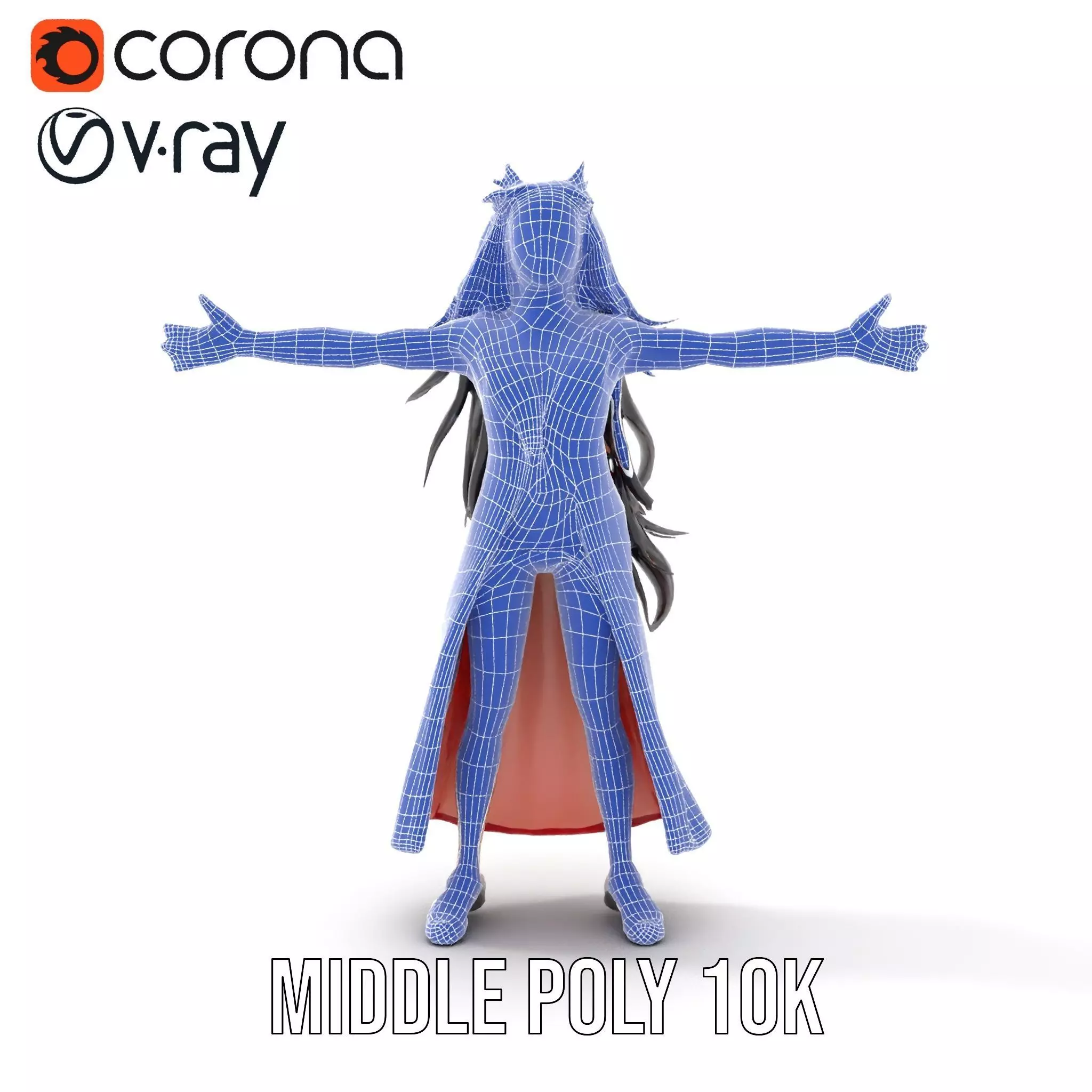 Colorful Fashion Model Pack with Floral Accessories Low-poly 3D model_22