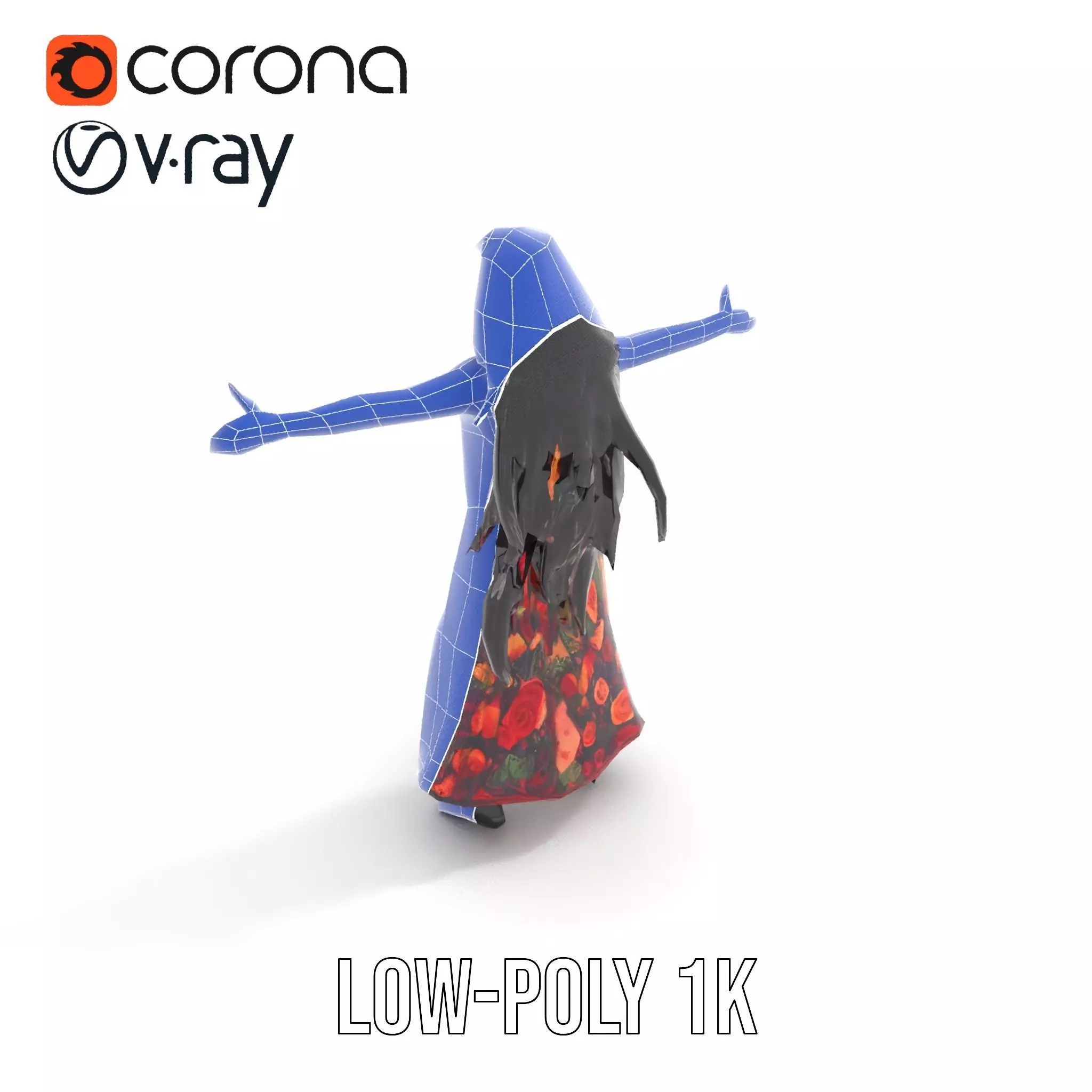 Colorful Fashion Model Pack with Floral Accessories Low-poly 3D model_25