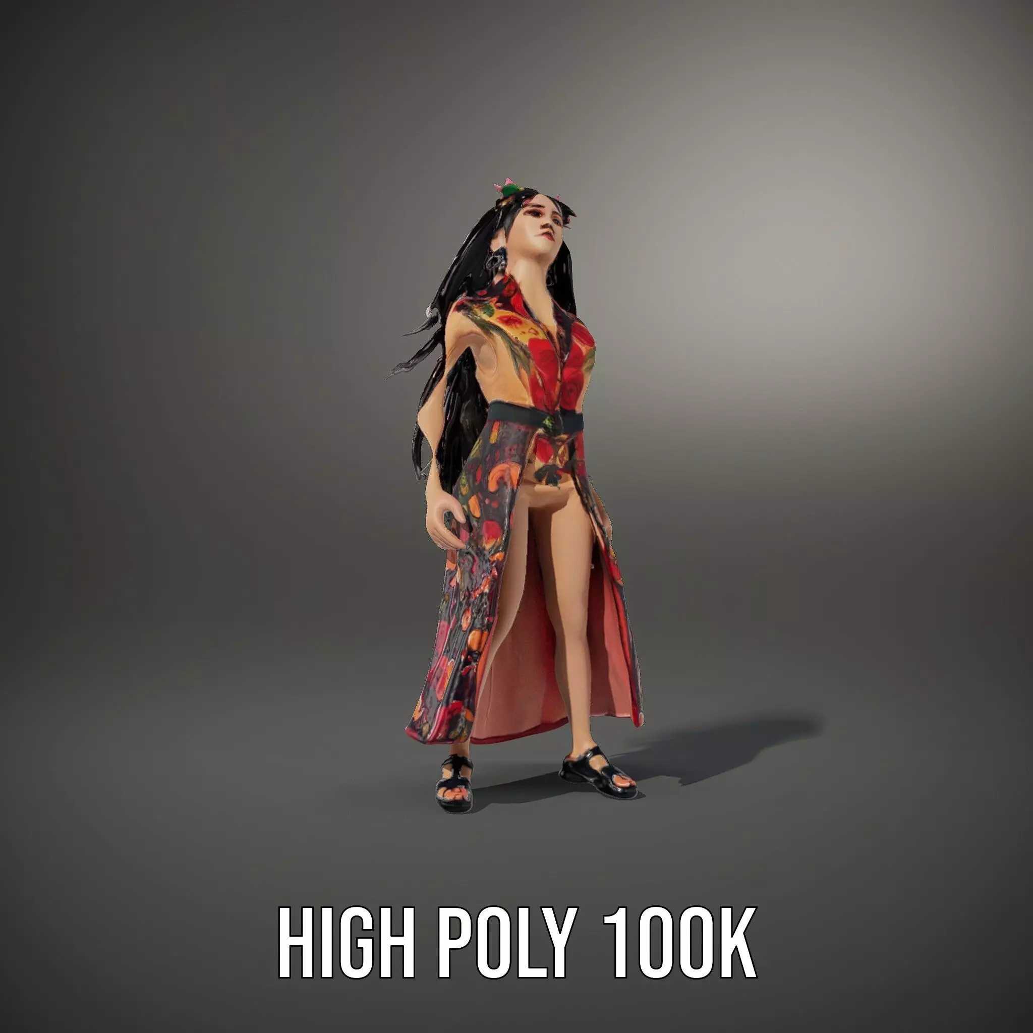 Colorful Fashion Model Pack with Floral Accessories Low-poly 3D model_33