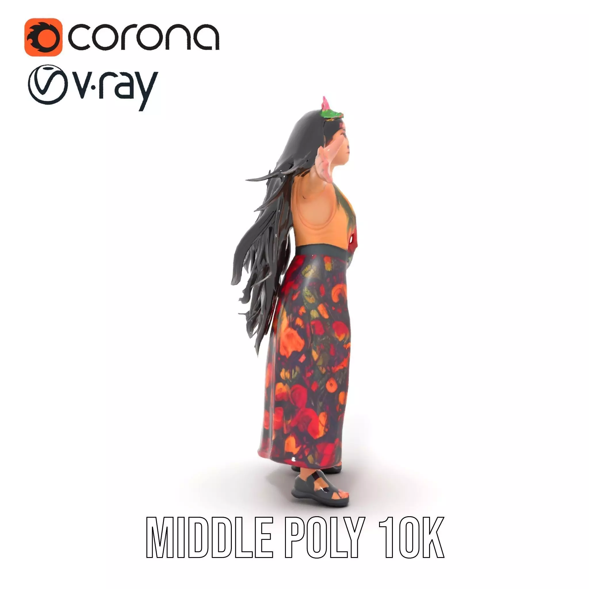 Colorful Fashion Model Pack with Floral Accessories Low-poly 3D model_24