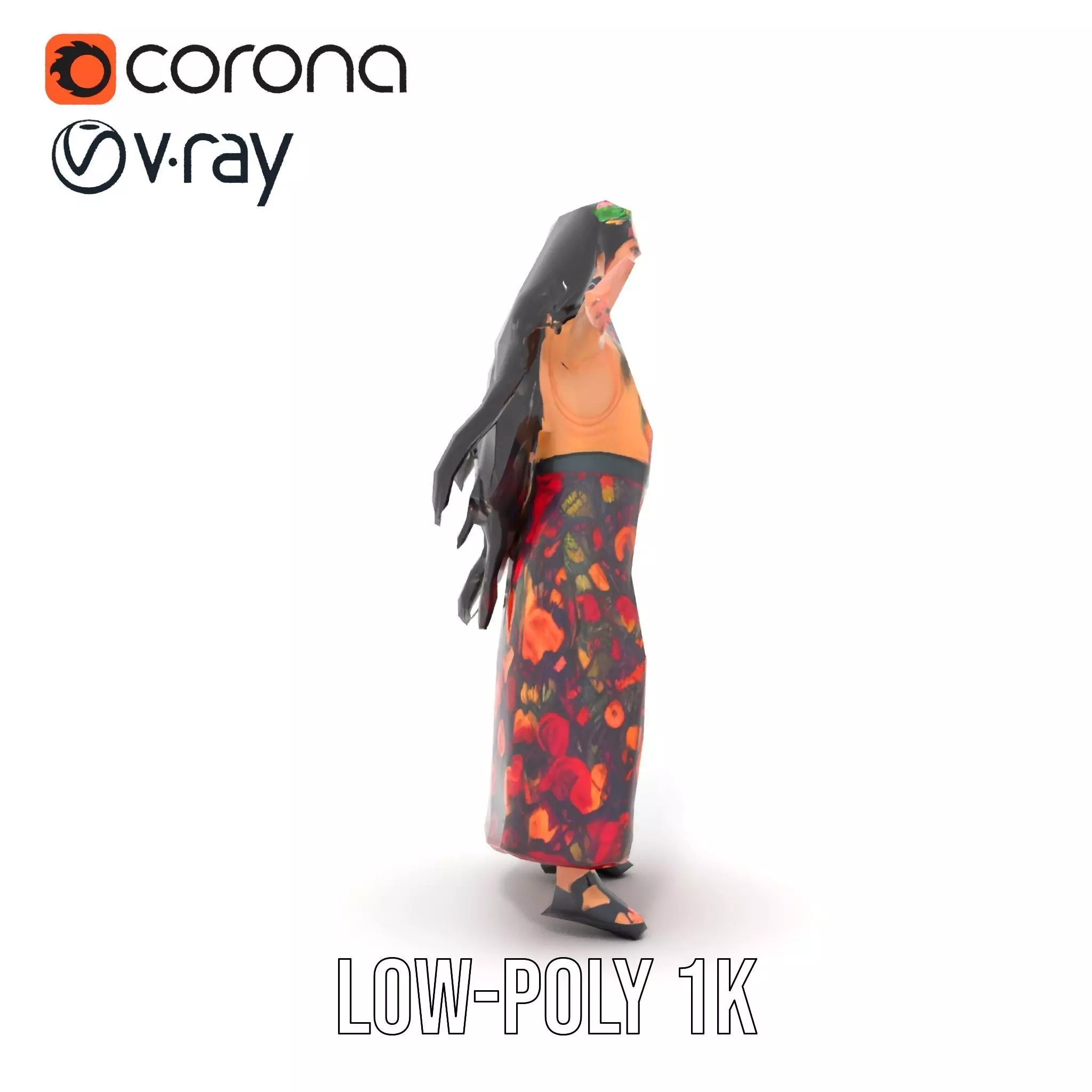 Colorful Fashion Model Pack with Floral Accessories Low-poly 3D model_20
