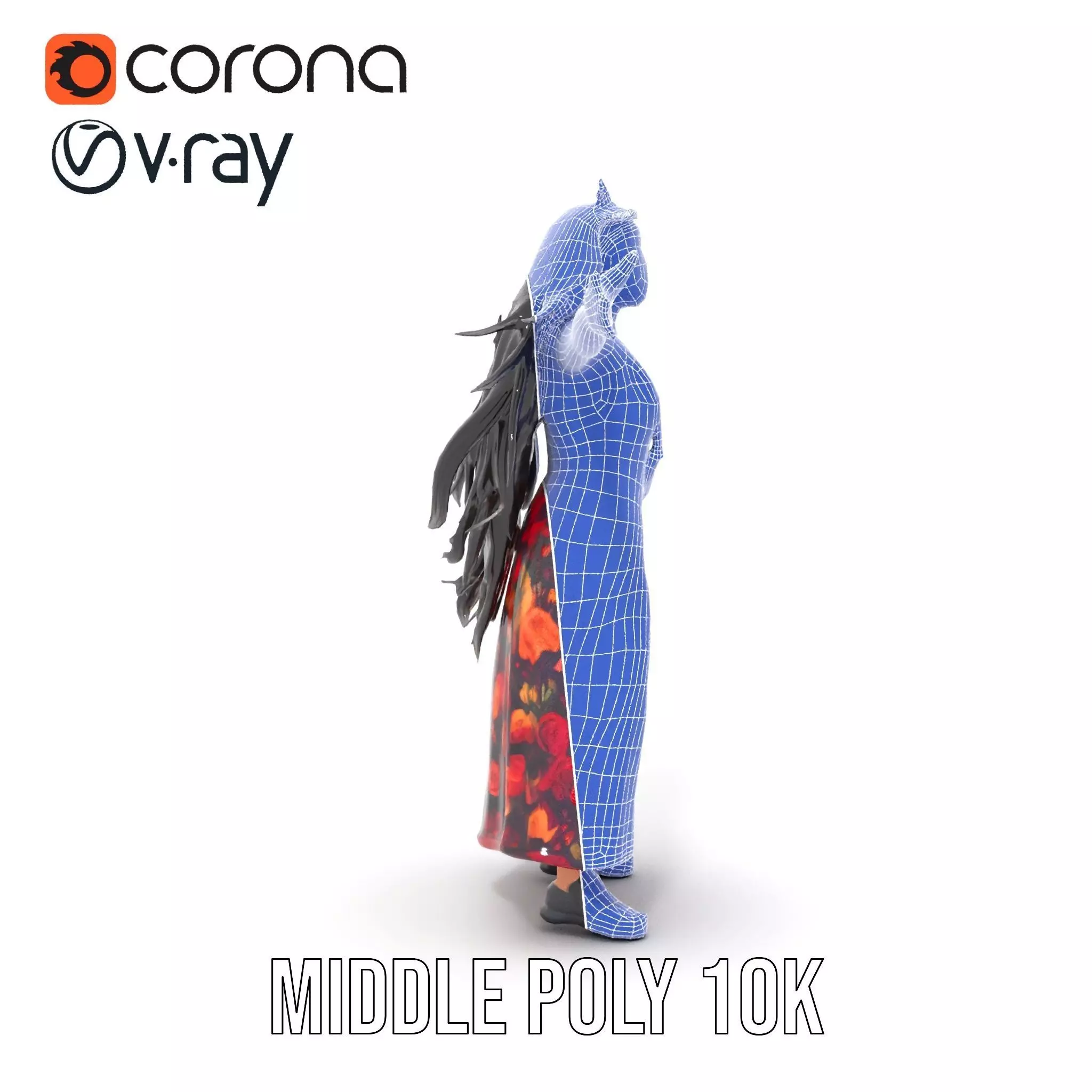 Colorful Fashion Model Pack with Floral Accessories Low-poly 3D model_30