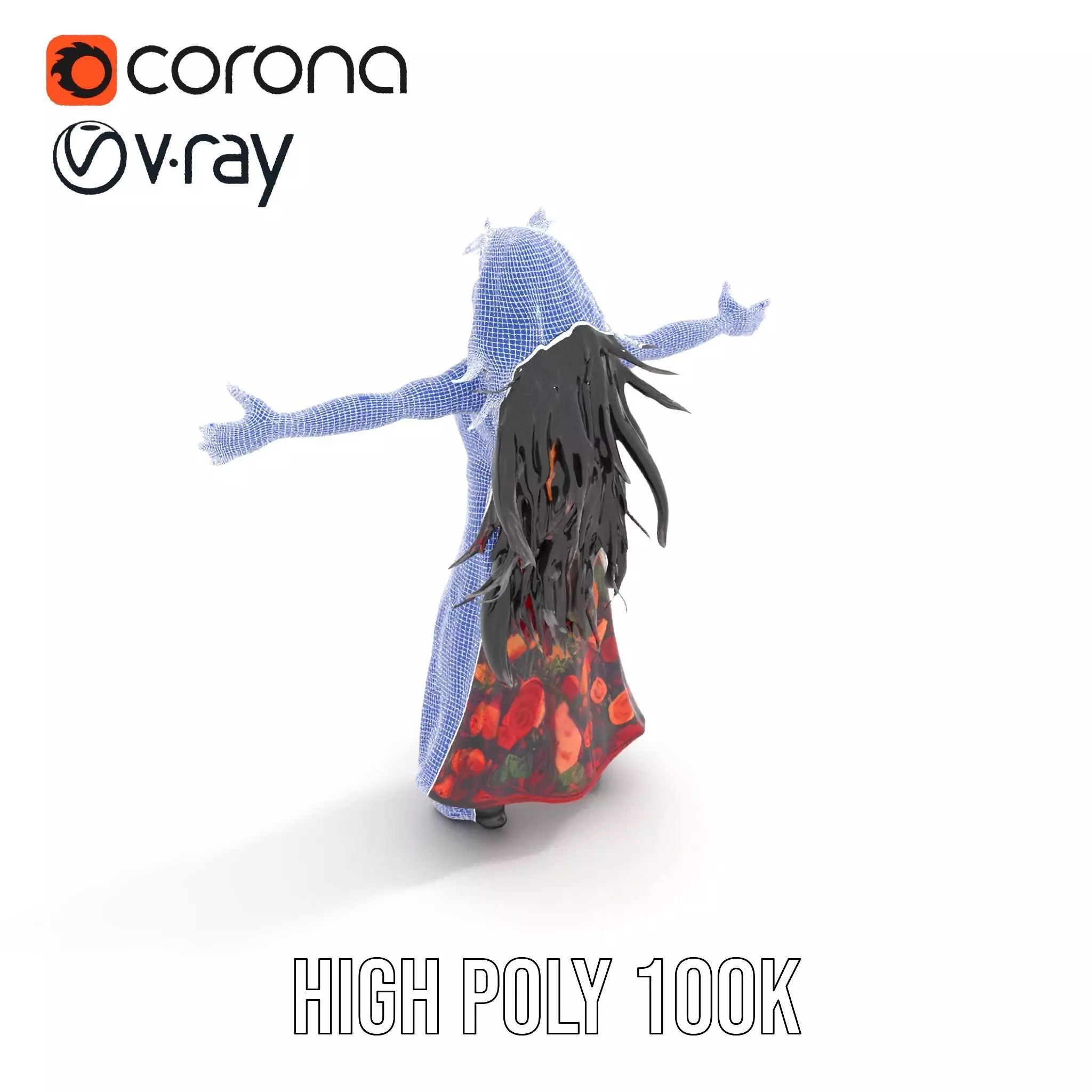 Colorful Fashion Model Pack with Floral Accessories Low-poly 3D model_18