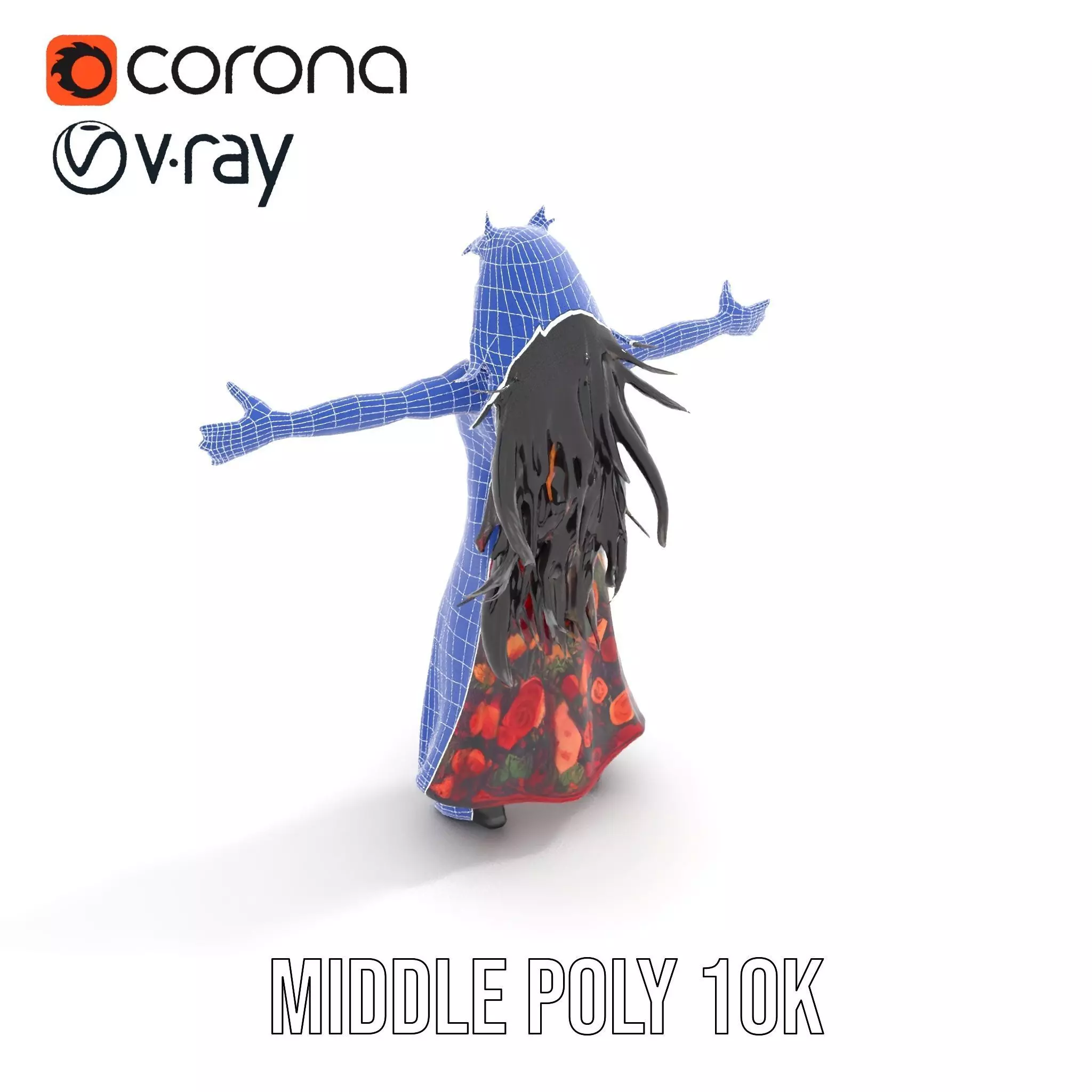 Colorful Fashion Model Pack with Floral Accessories Low-poly 3D model_13