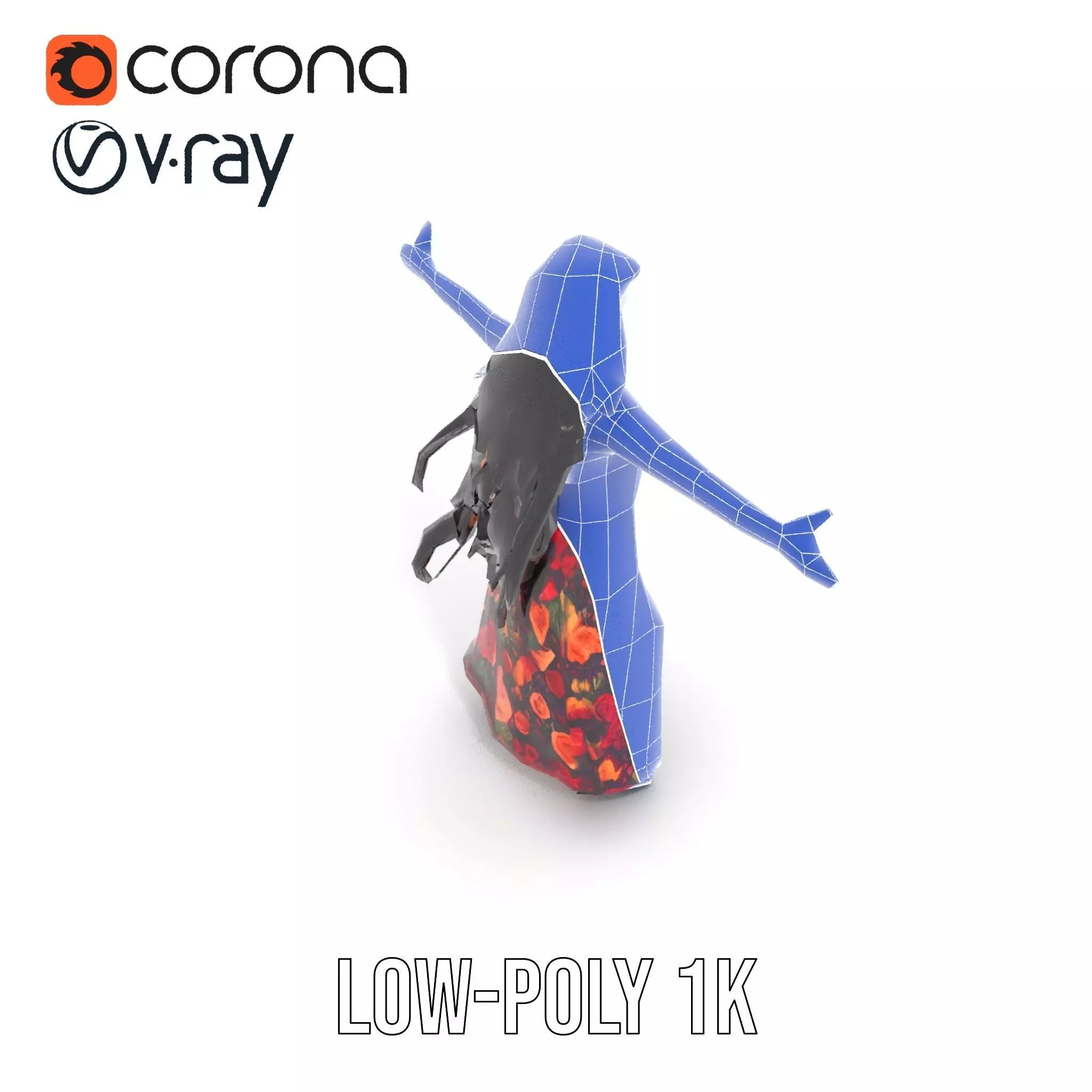 Colorful Fashion Model Pack with Floral Accessories Low-poly 3D model_31