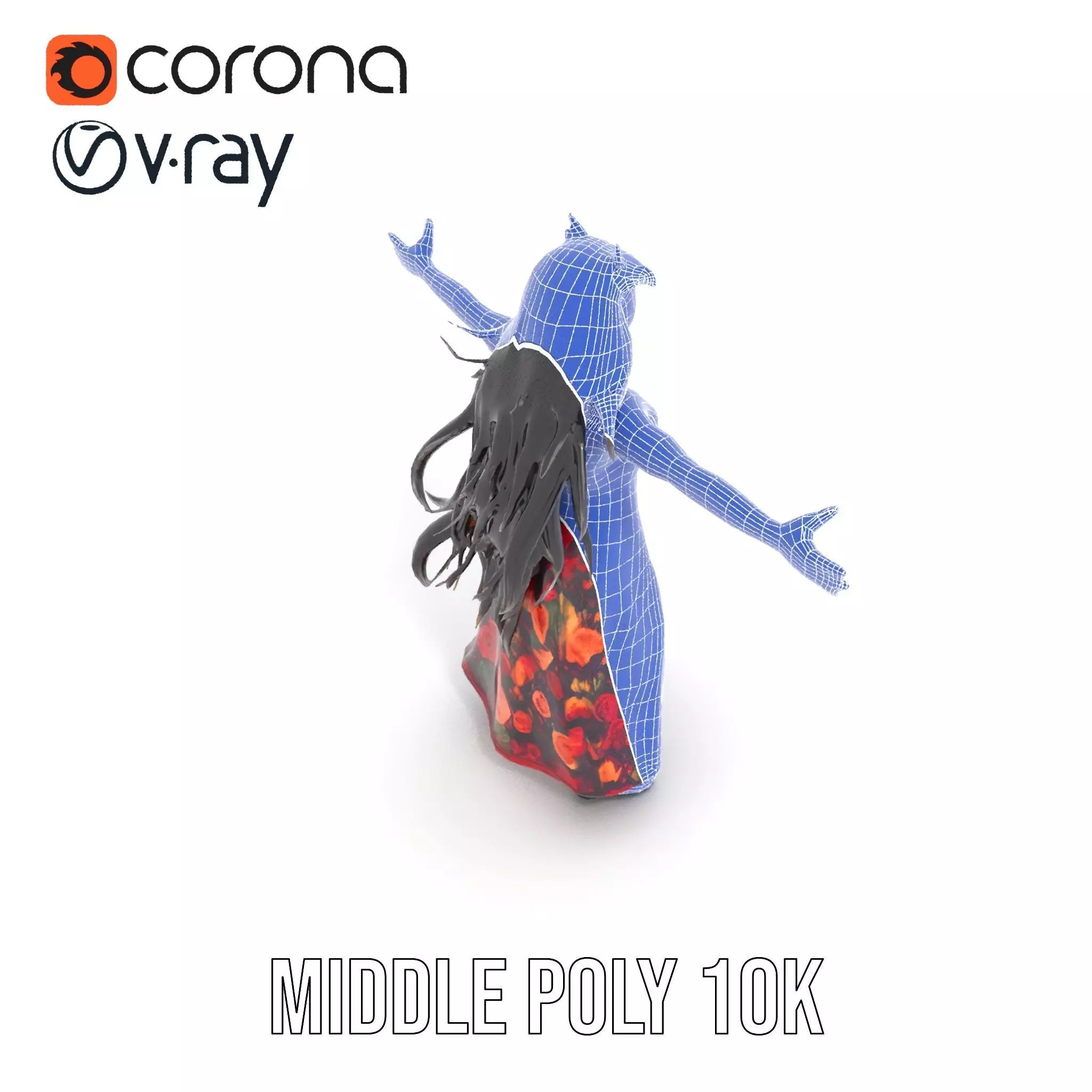 Colorful Fashion Model Pack with Floral Accessories Low-poly 3D model_27