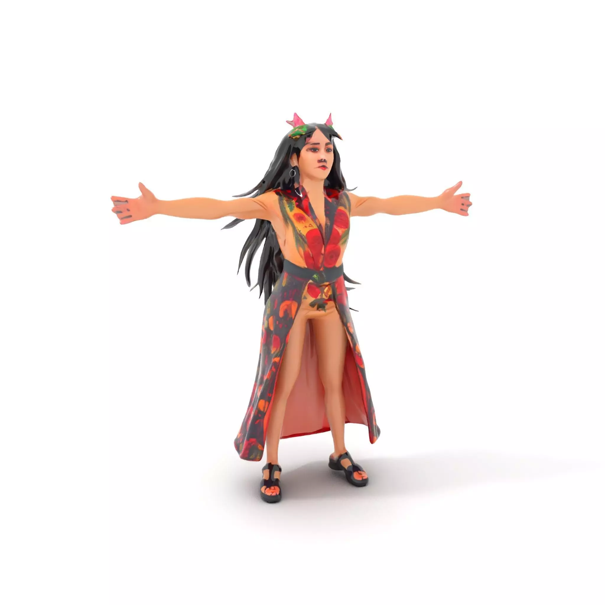 Colorful Fashion Model Pack with Floral Accessories Low-poly 3D model_0