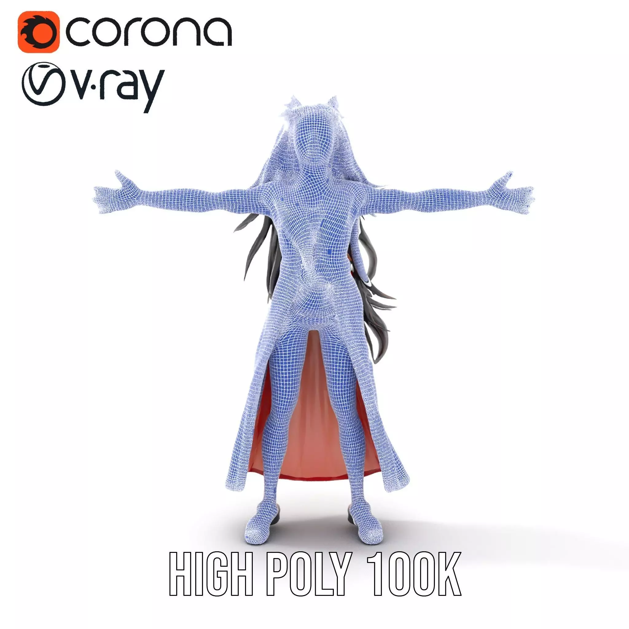 Colorful Fashion Model Pack with Floral Accessories Low-poly 3D model_35