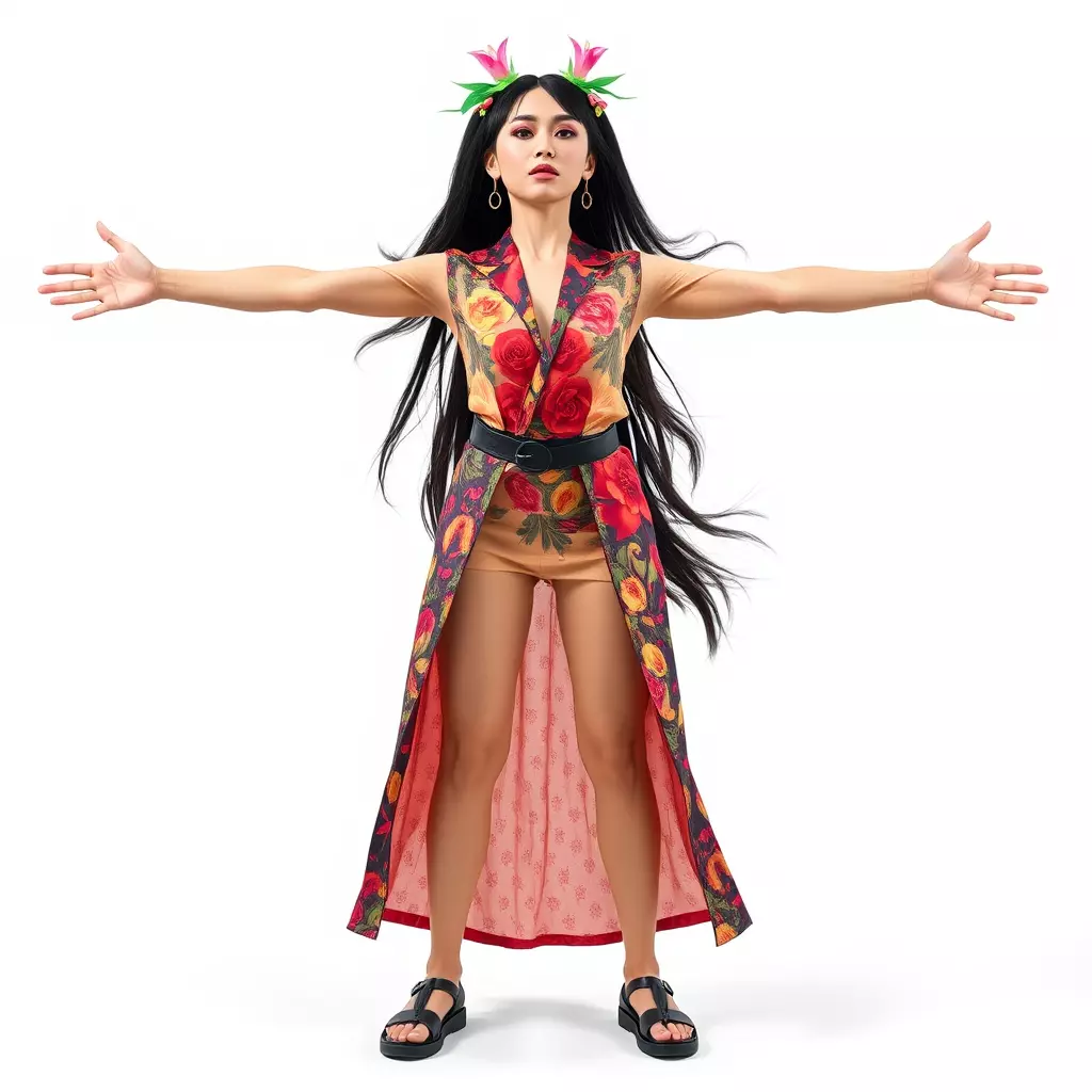 Colorful Fashion Model Pack with Floral Accessories Low-poly 3D model_3