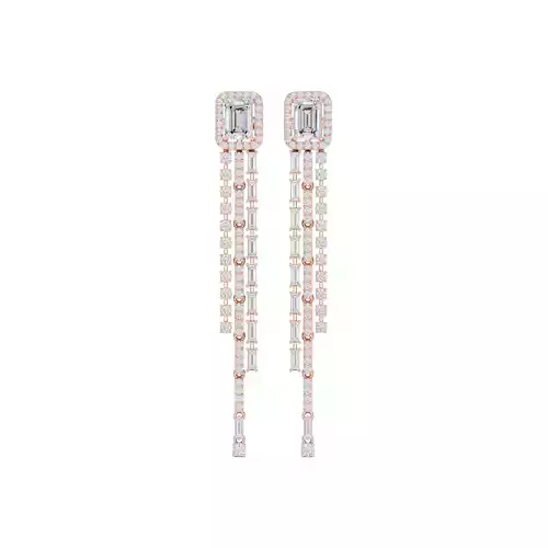 Emerald Baguette Round Cut  Diamond Earring 3DM STL Video 3D print model