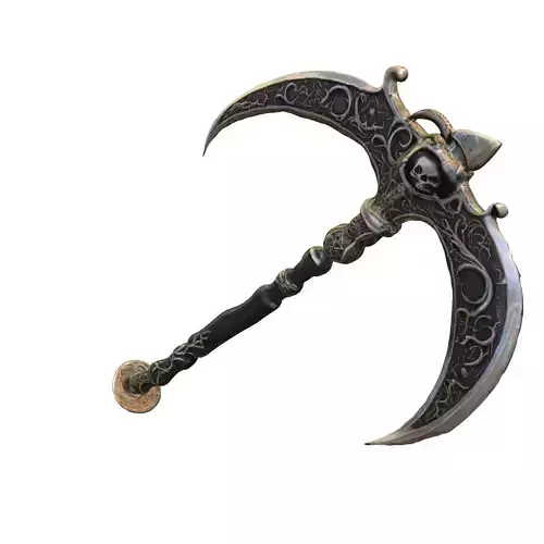 Dark Skull Battle Scythe Low-poly 3D model