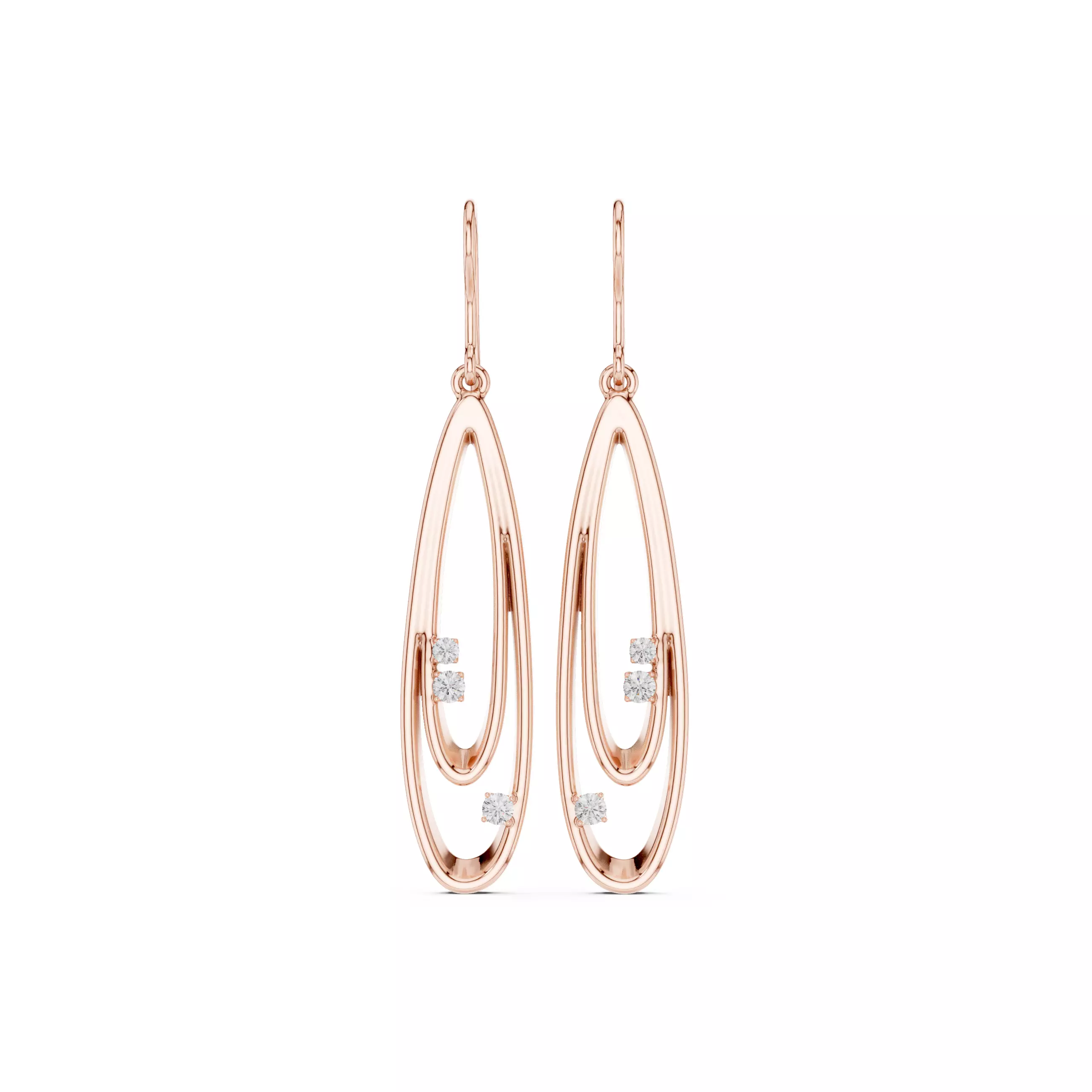 Round Cut Diamond Drop Earring 3DM STL Video 3D print model