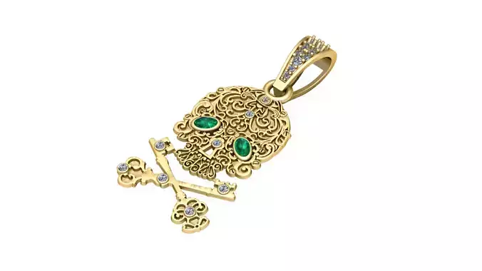 SKULL FACES AND BONES PENDANT 