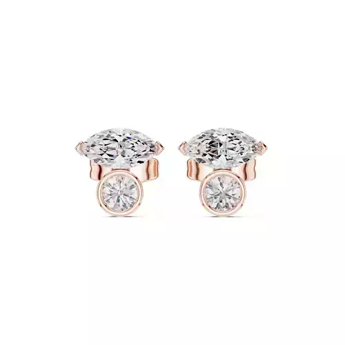 Marquise and Round Cut Diamond Bezel Set Earring 3DM STL Video