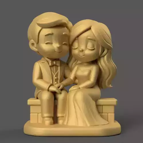 Romantic Couple Figurine STL Wedding Anniversary Gift