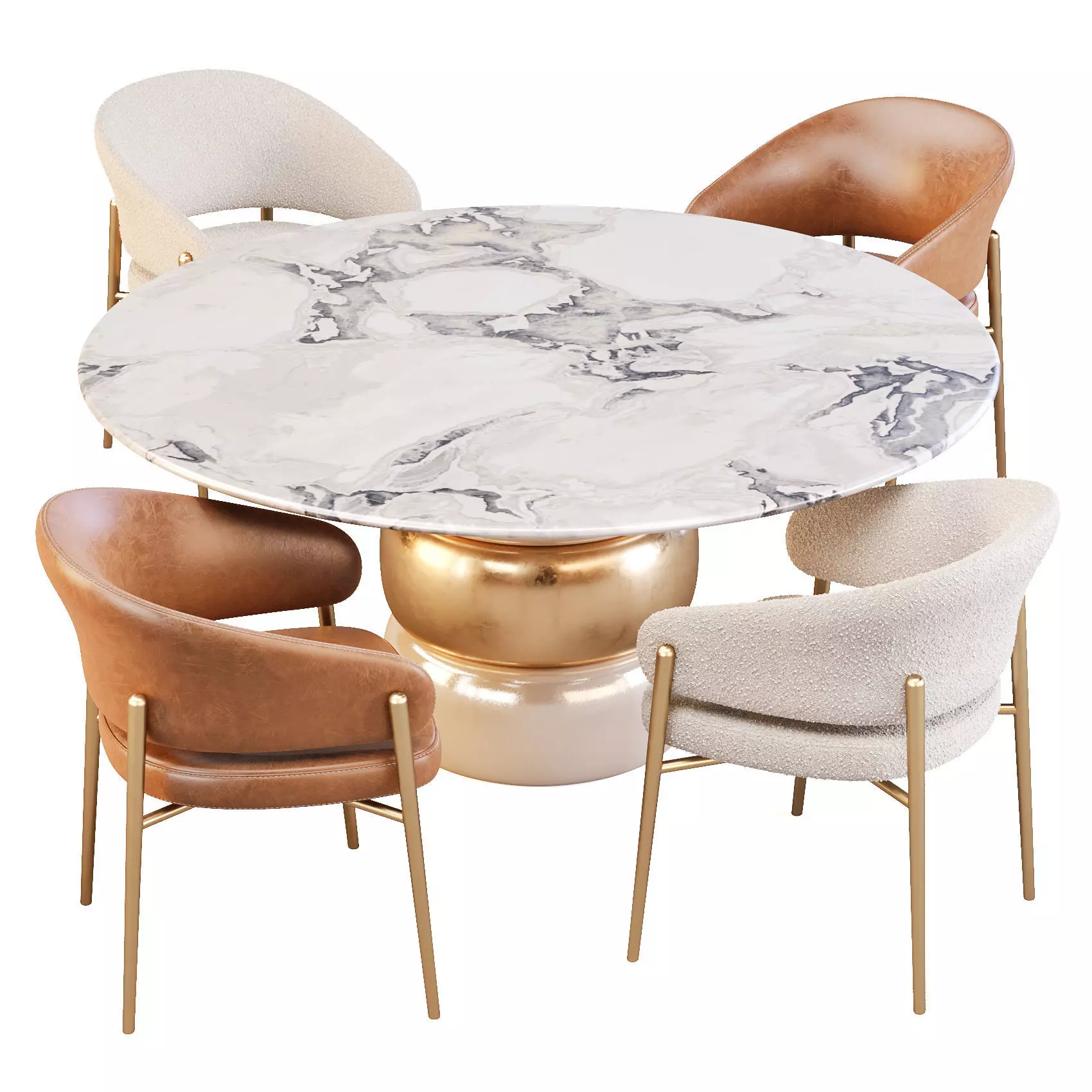 Giulio Marelli Lua Table and Linda Chairs - Dining Set 3D model